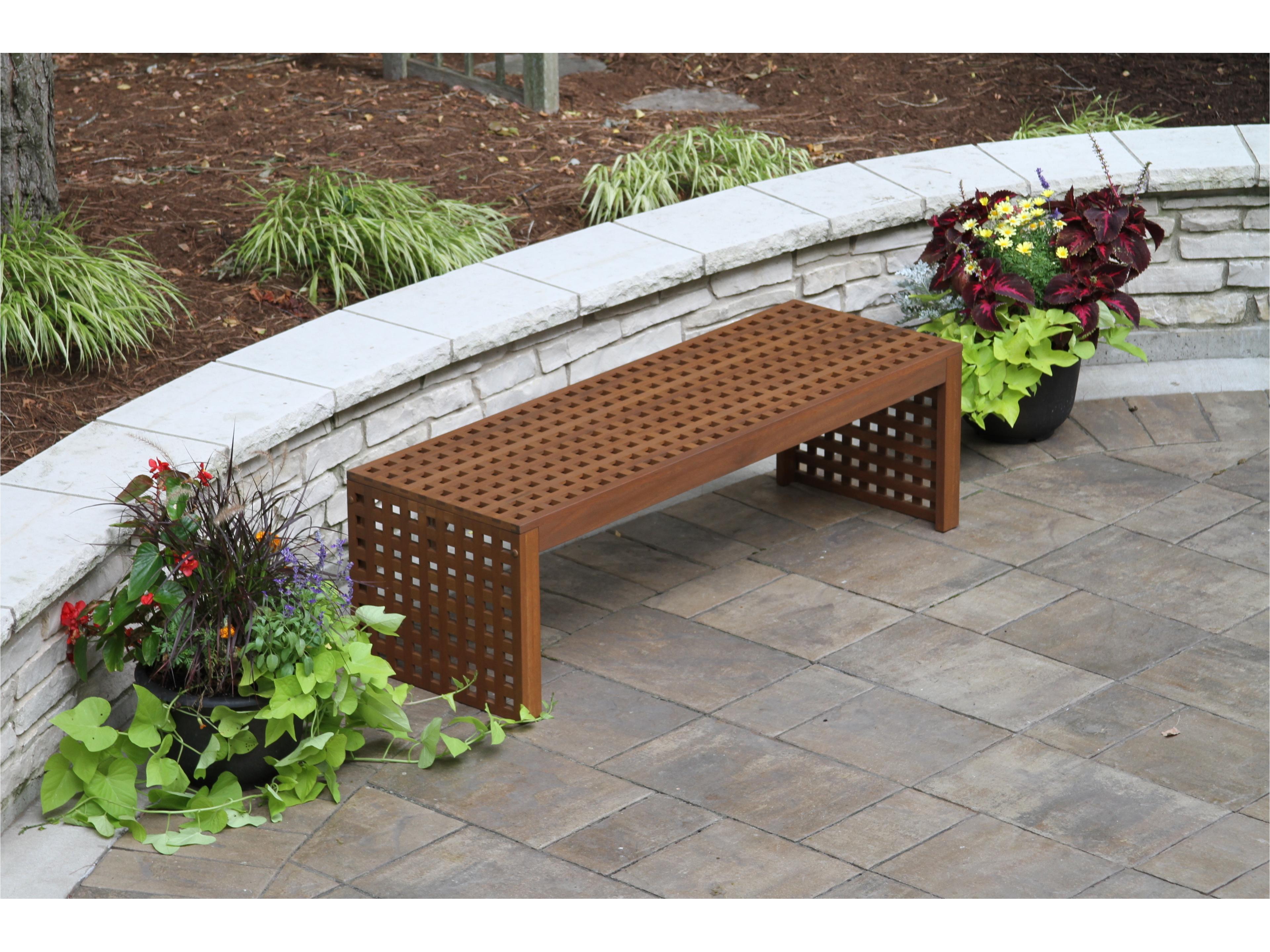 Outdoor Interiors Eucalyptus Checkerboard Oversized Bench