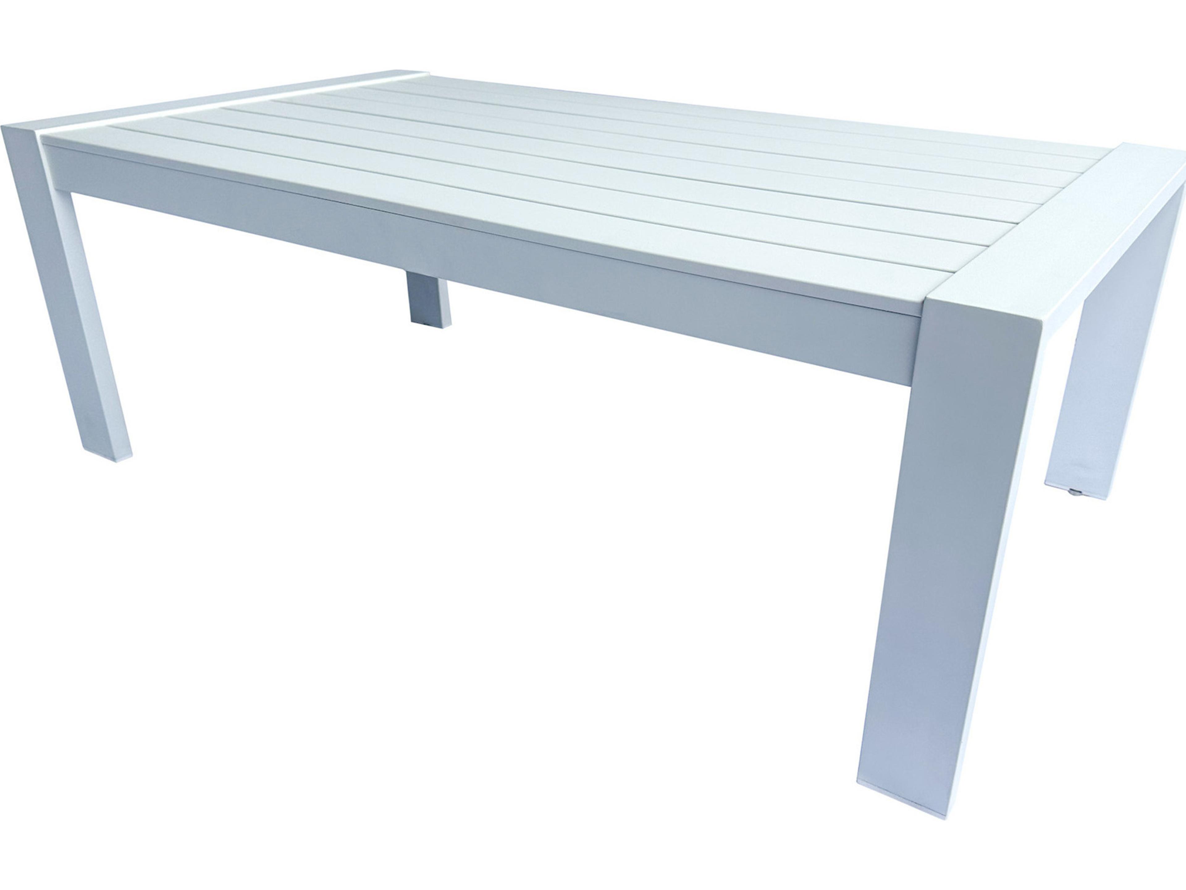 Sienna White Aluminum Coffee Table, 47" x 25"
