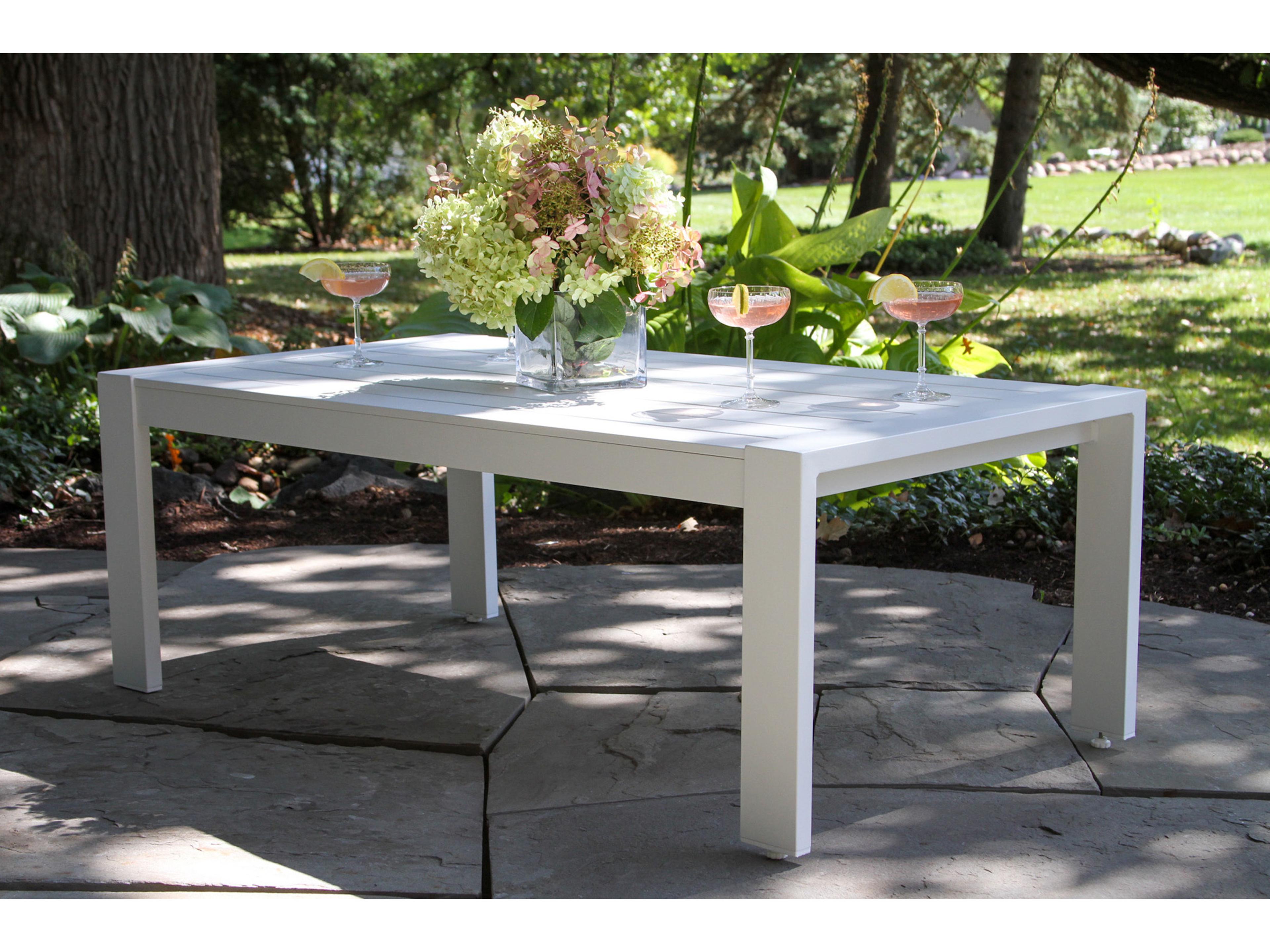 Outdoor Interiors Sienna White Aluminum Coffee Table, 47" x 25"