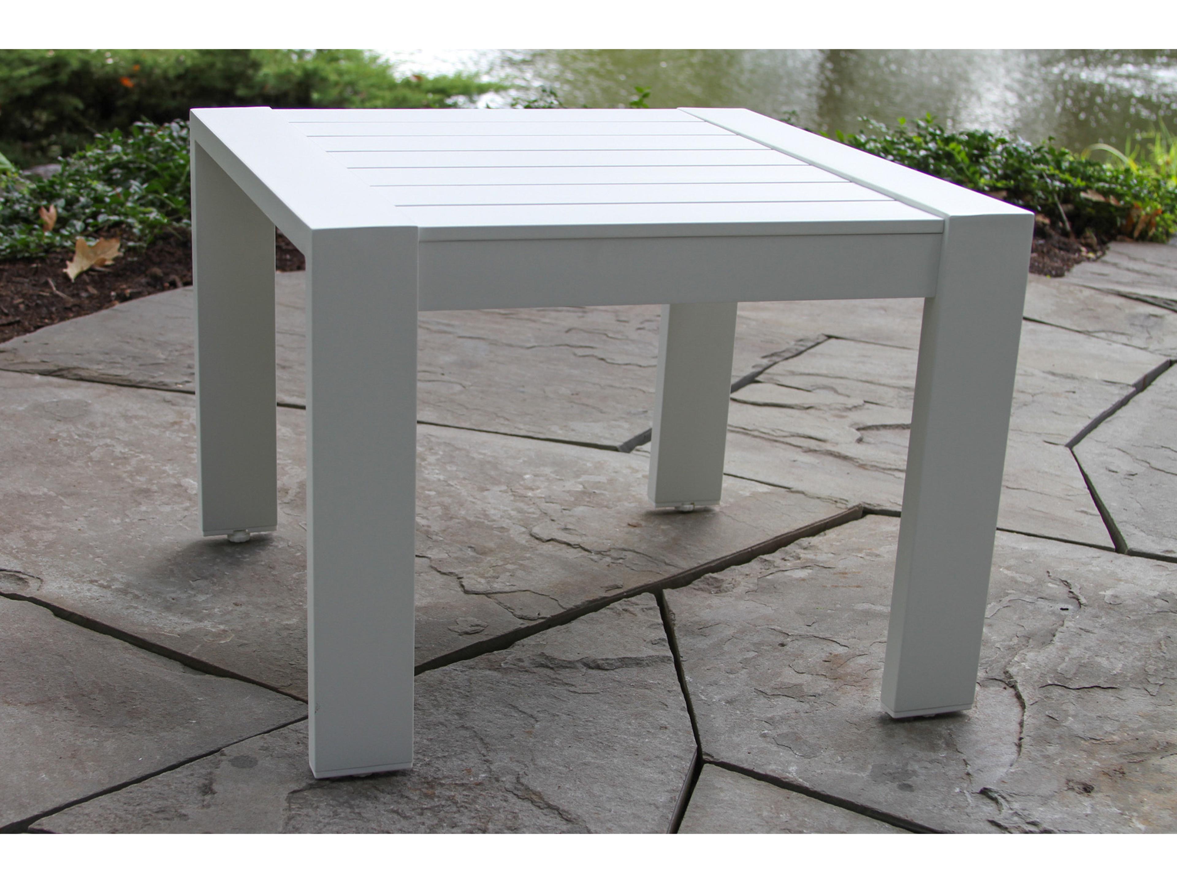Outdoor Interiors Sienna White Aluminum Accent Table, 22" x 22"