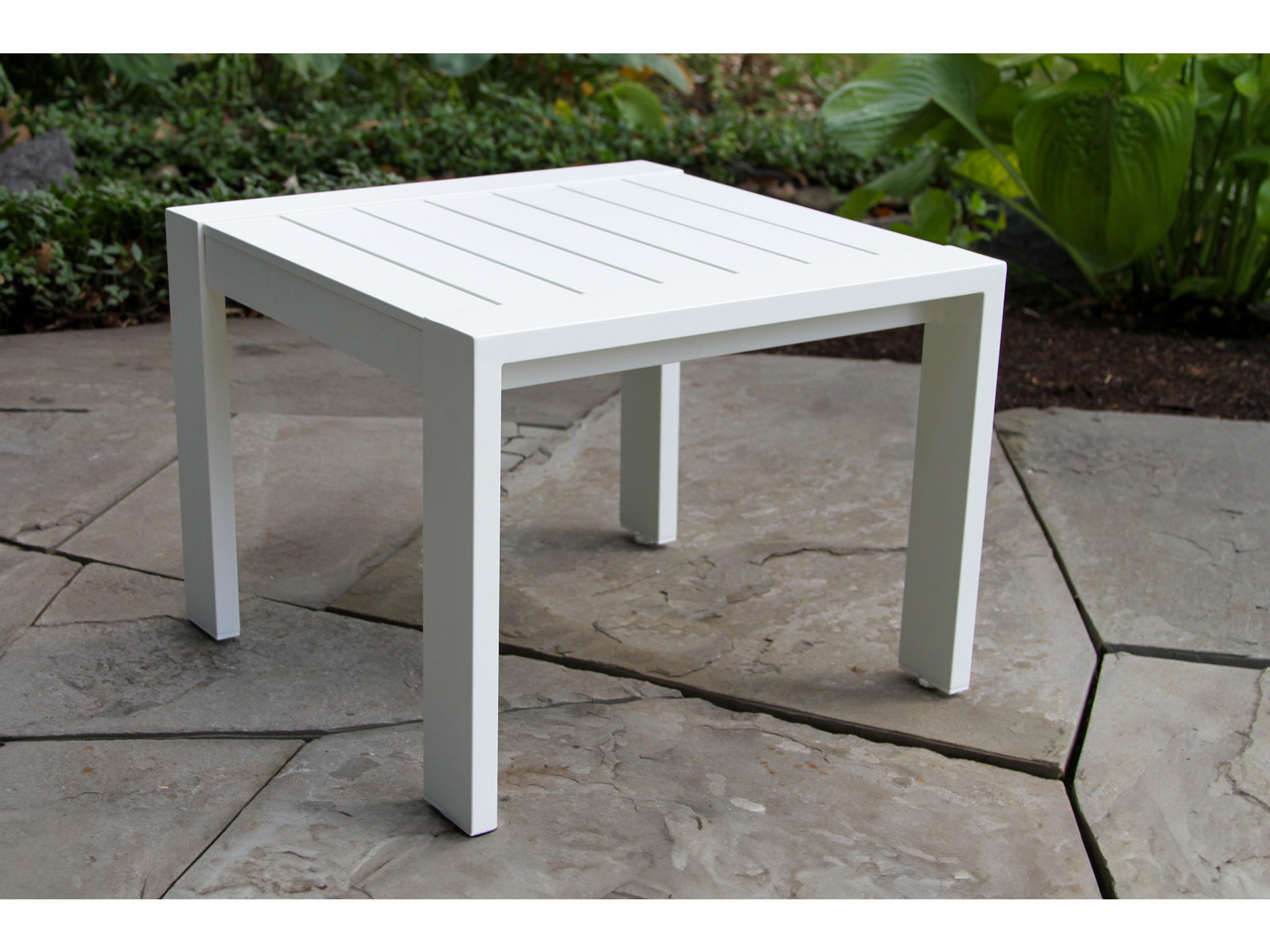 Outdoor Interiors Sienna White Aluminum Accent Table, 22" x 22"