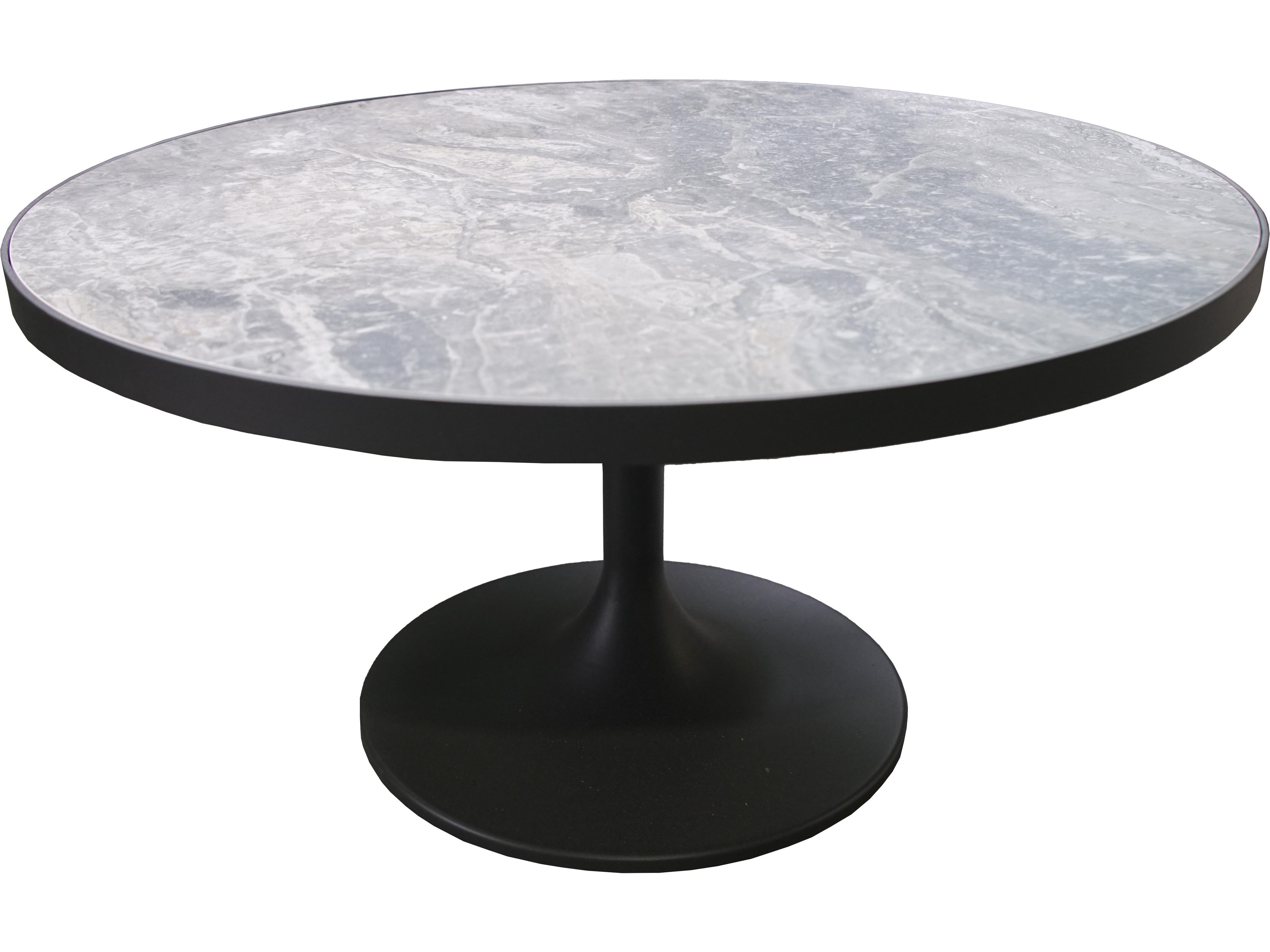 Portofino Orobico Sintered Stone & Aluminum Coffee Table, 32" Dia.