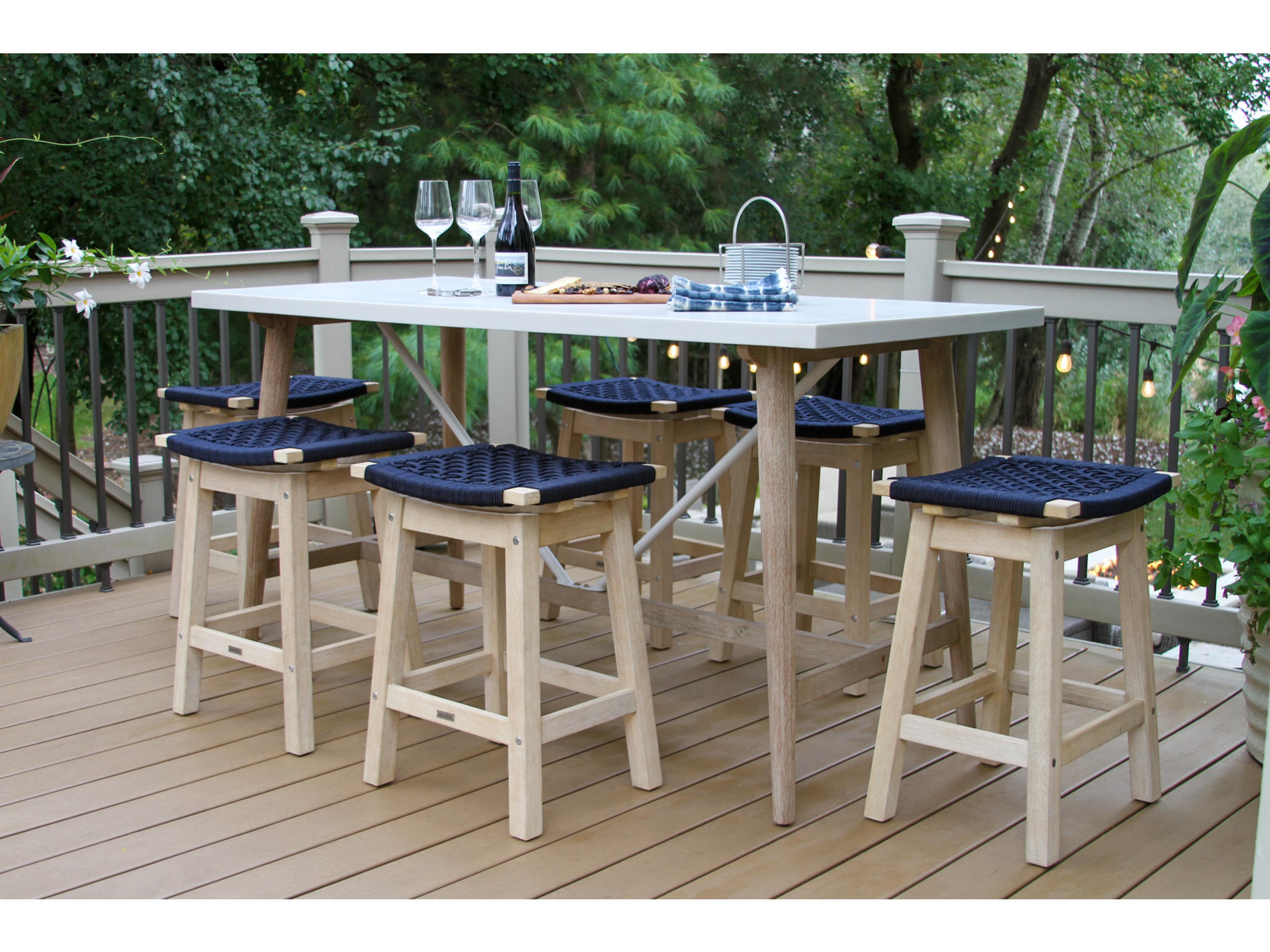 Antique Wash Wood Counter Patio Dining Set
