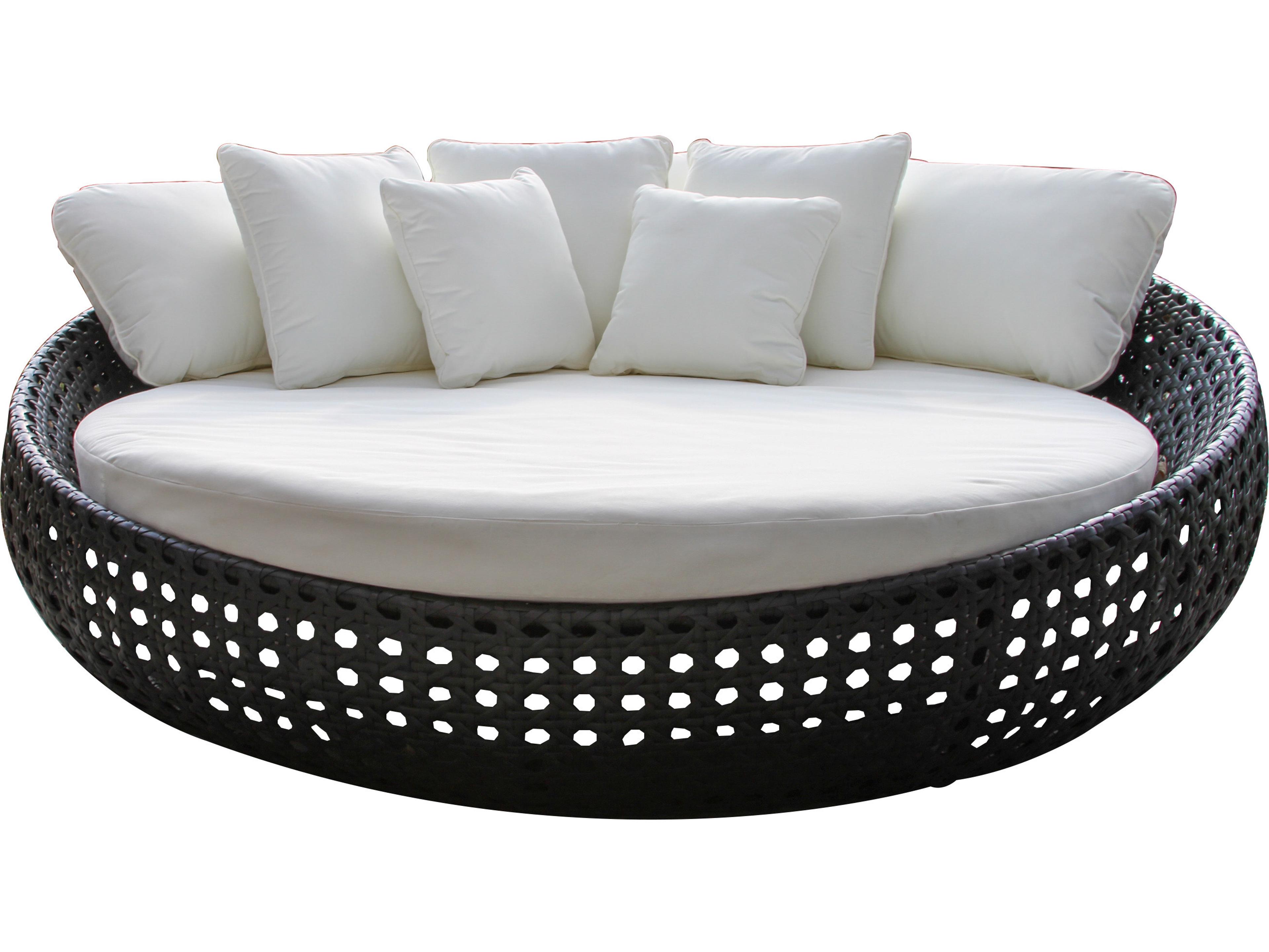 Black Wicker Daybed w Sunbrella, 82.5" Dia.