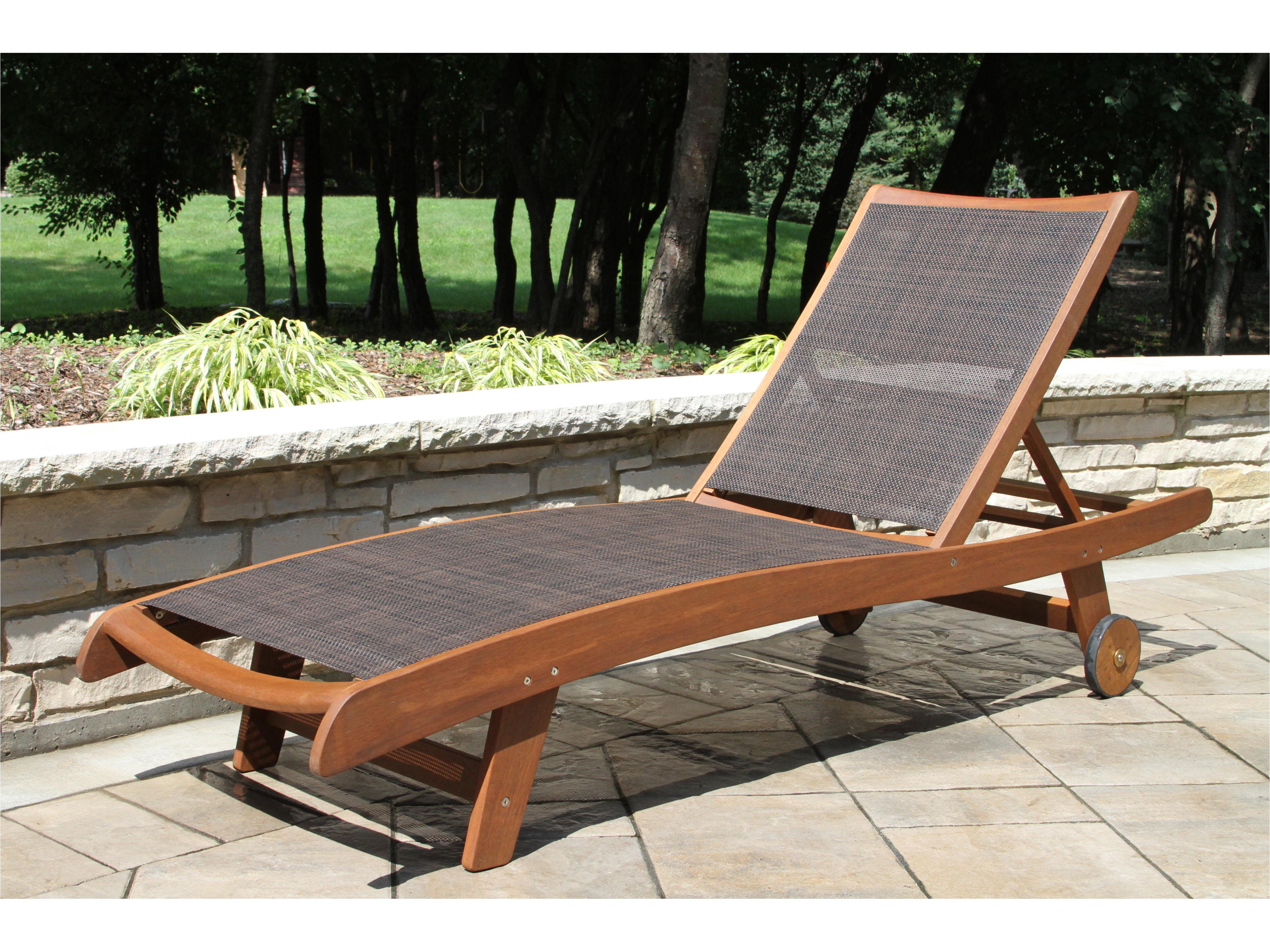Outdoor Interiors Eucalyptus & Dark Brown Sling Chaise Lounger