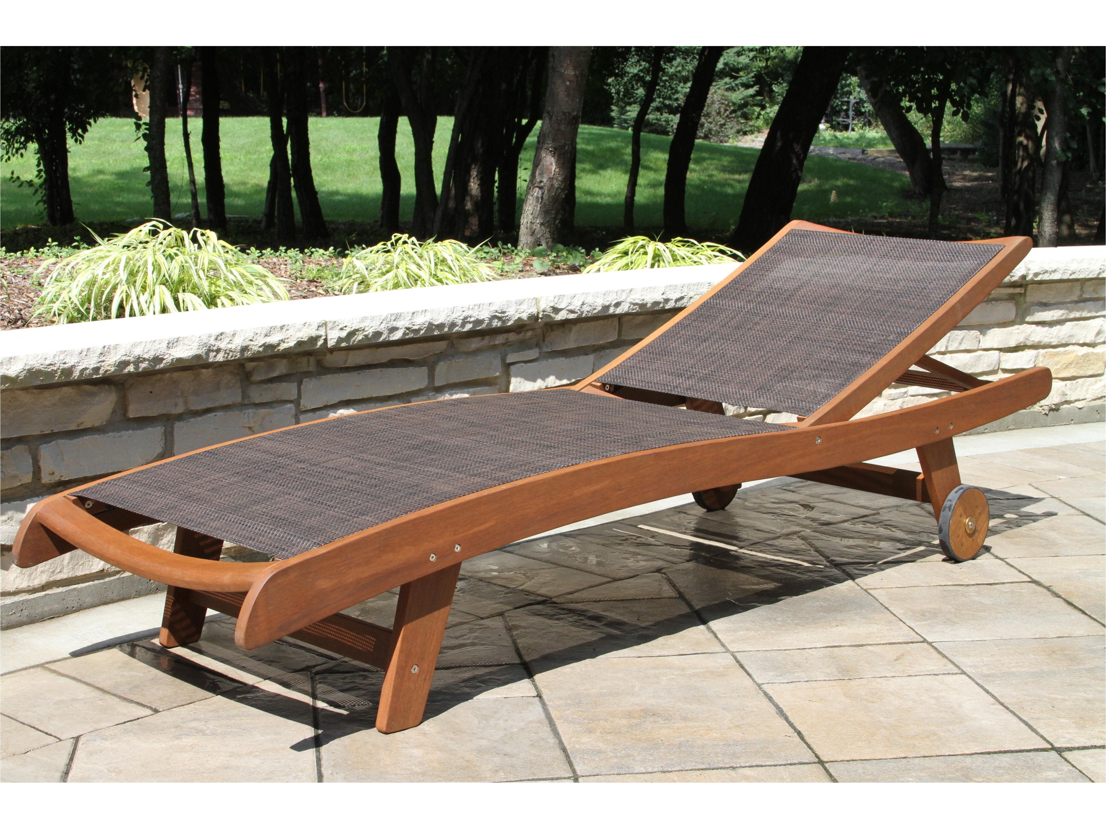 Outdoor Interiors Eucalyptus & Dark Brown Sling Chaise Lounger