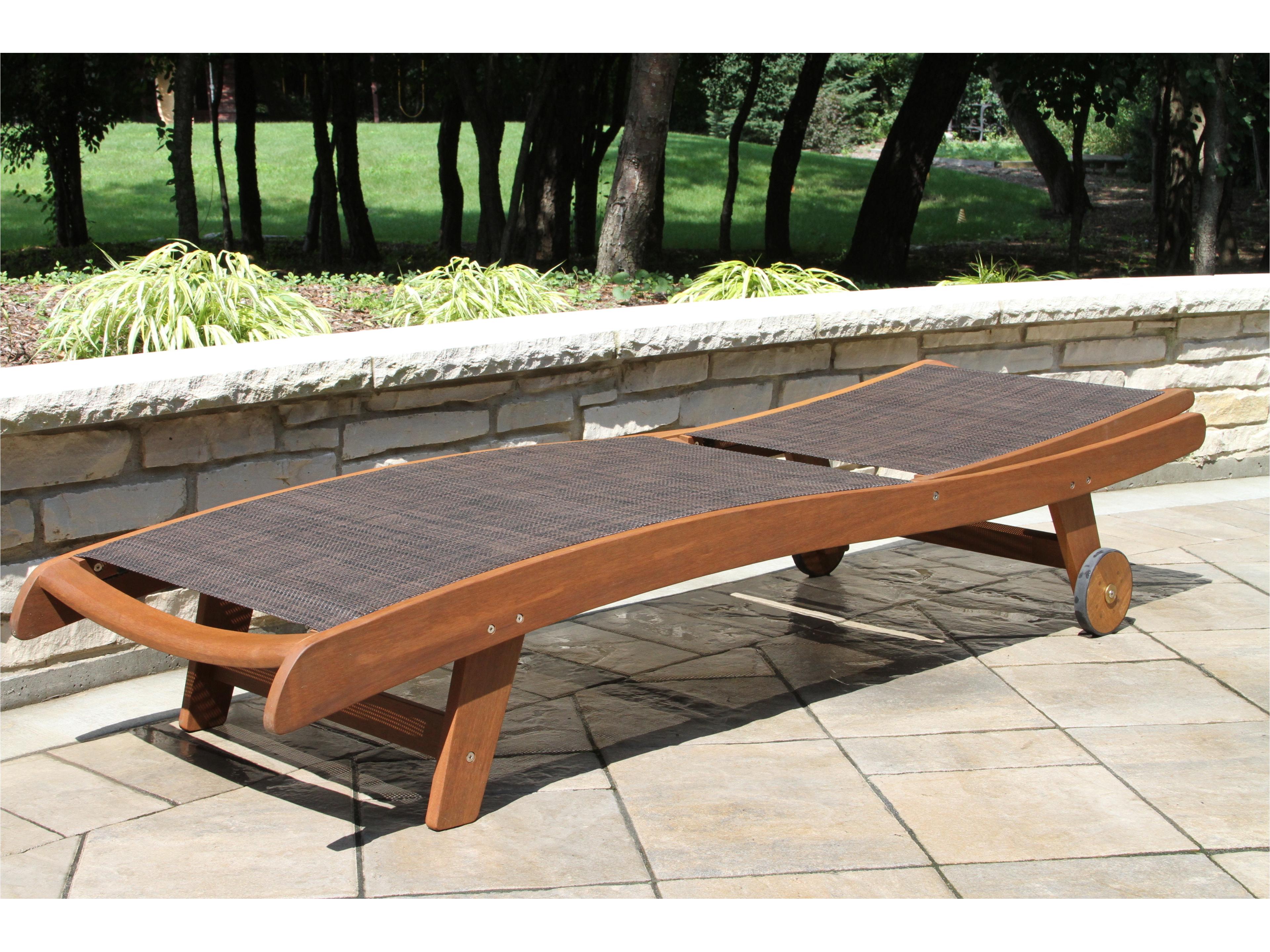 Outdoor Interiors Eucalyptus & Dark Brown Sling Chaise Lounger