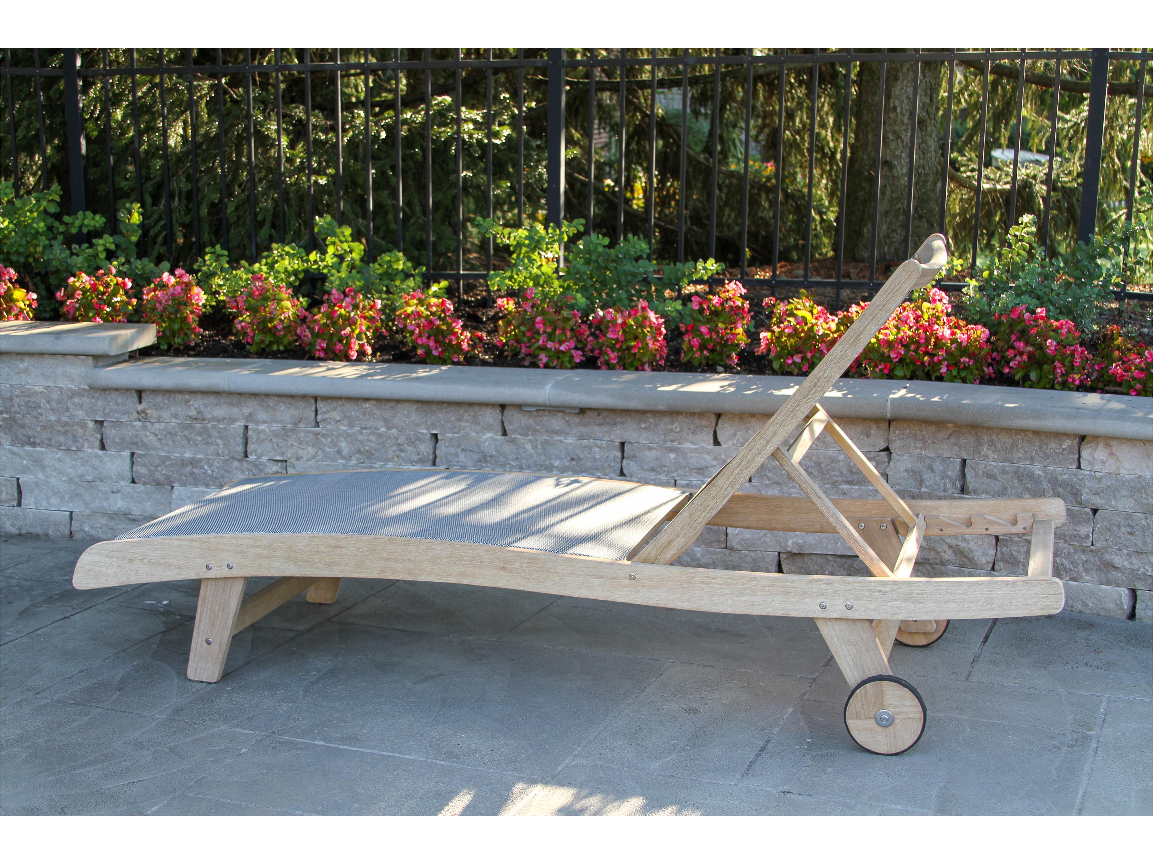 Outdoor Interiors Antique Wash Eucalyptus & Sling Chaise Lounger