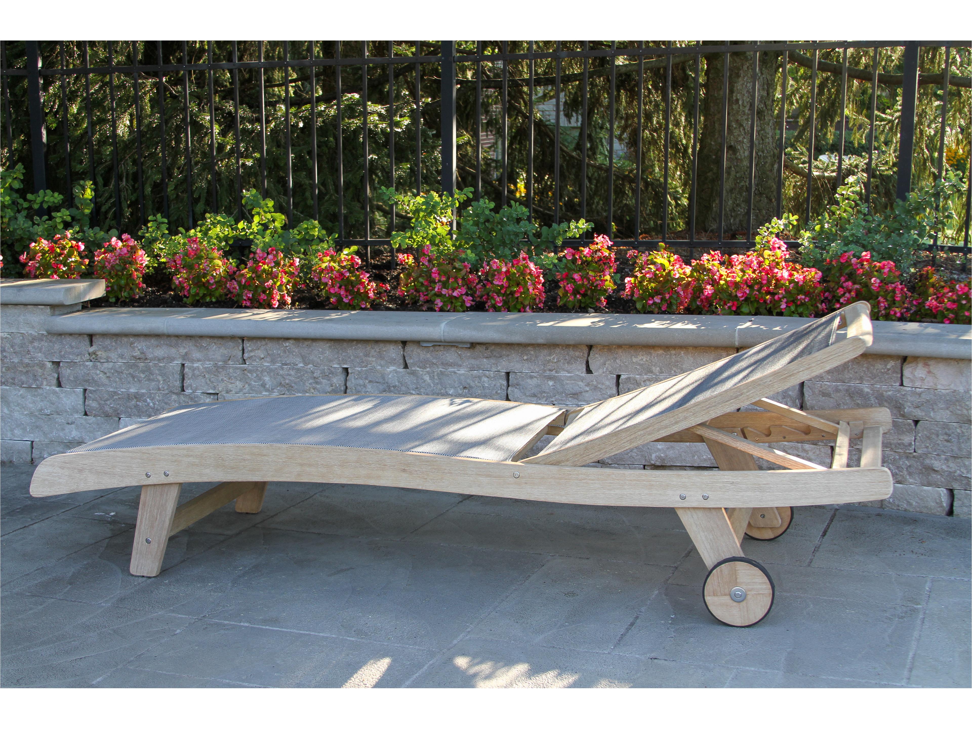 Outdoor Interiors Antique Wash Eucalyptus & Sling Chaise Lounger