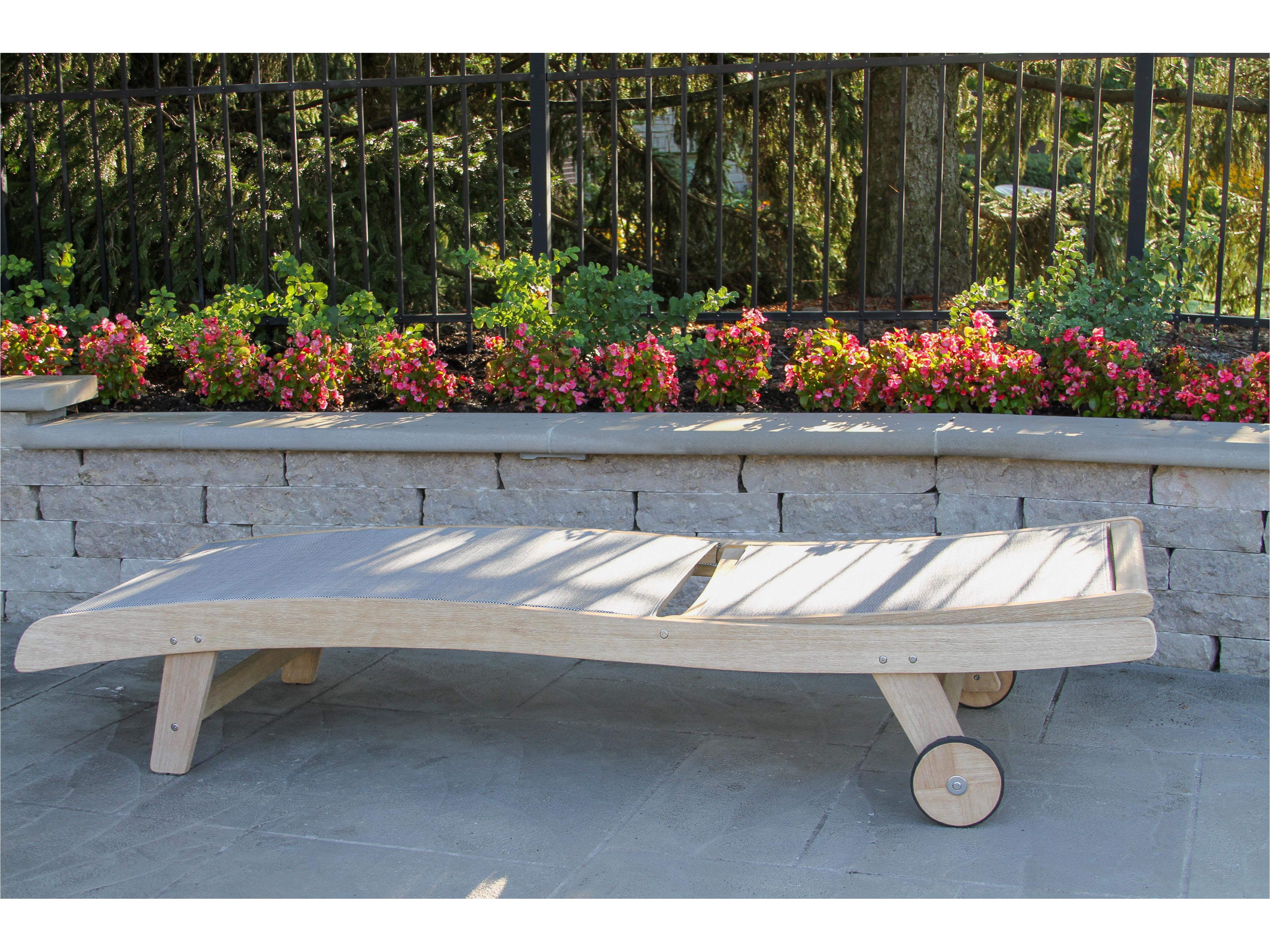 Outdoor Interiors Antique Wash Eucalyptus & Sling Chaise Lounger