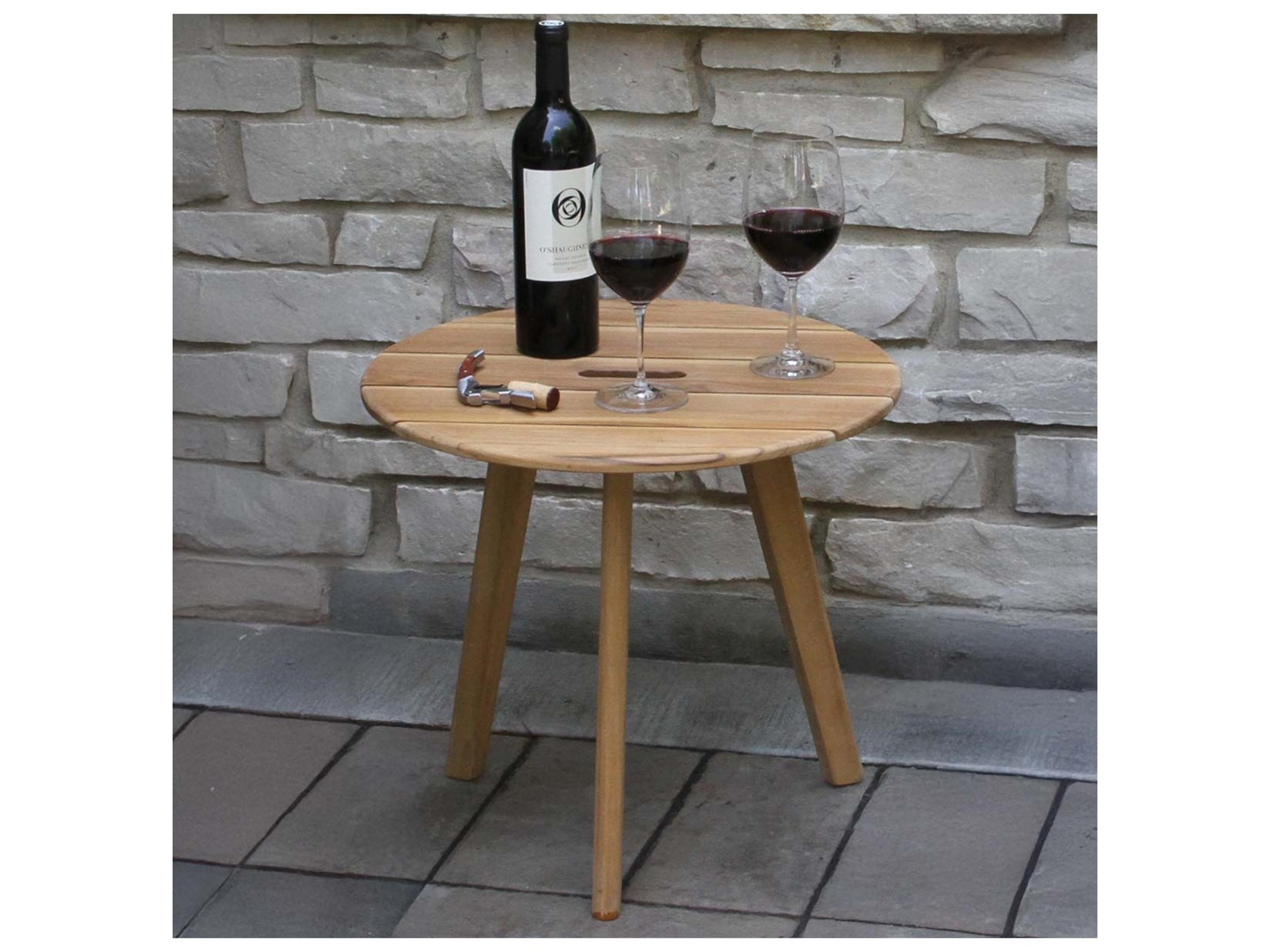 Outdoor Interiors Teak Accent Table w handle, 20" Dia.