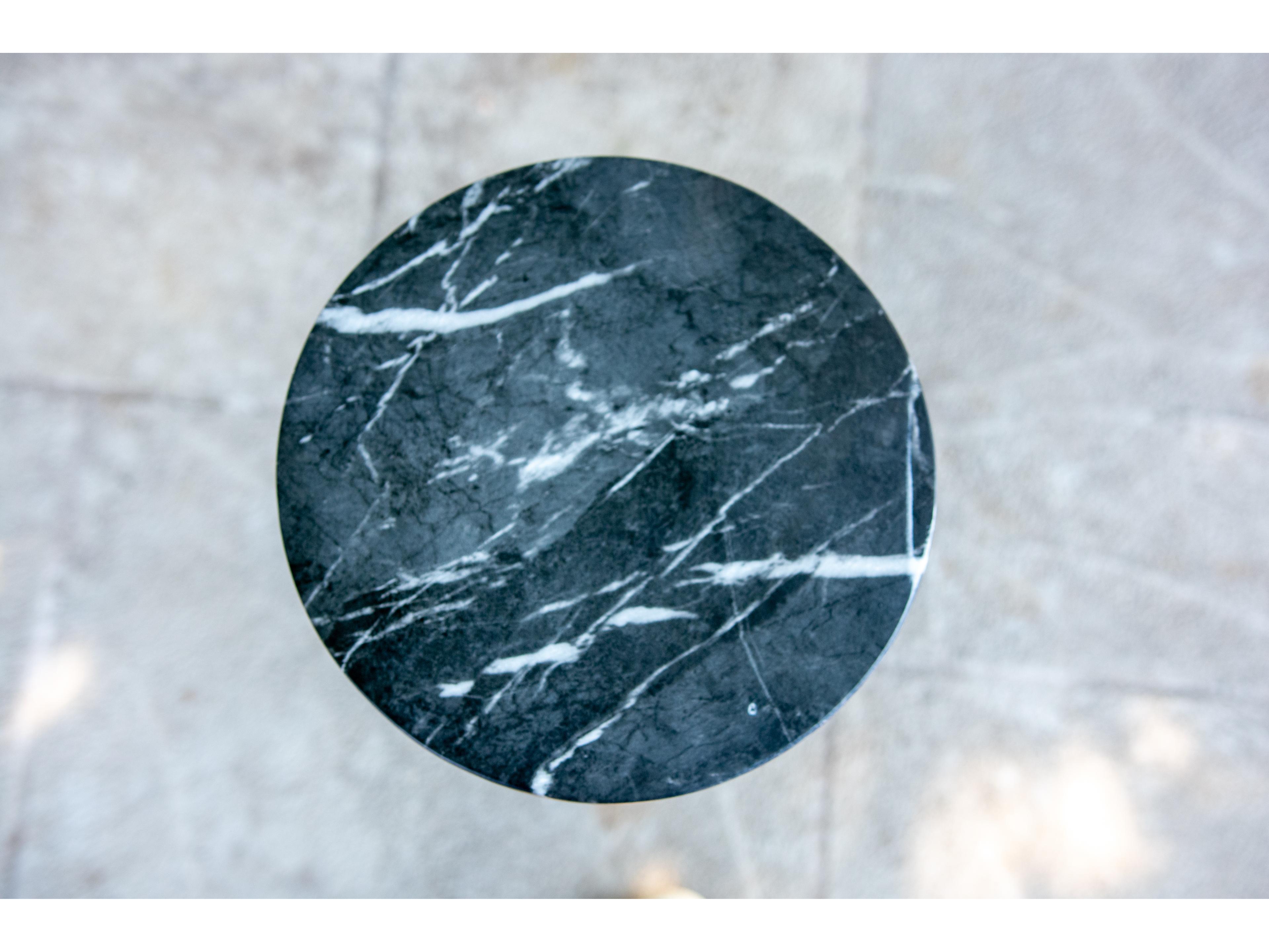 Outdoor Interiors Teak & Black Marble Composite Cocktail Table, 10" Dia