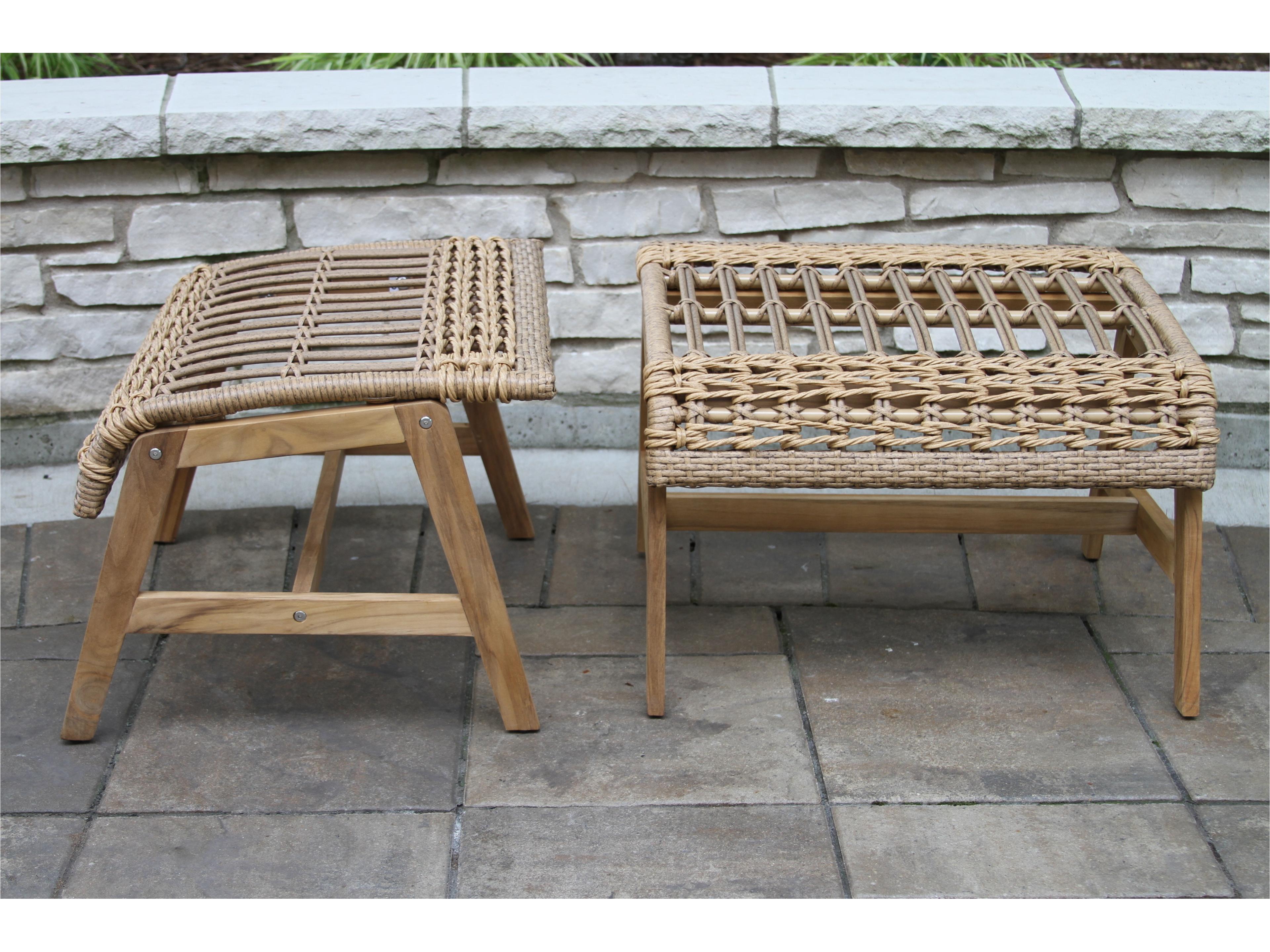 Outdoor Interiors Bohemian Teak & Wicker Ottoman (Price Includes Two)