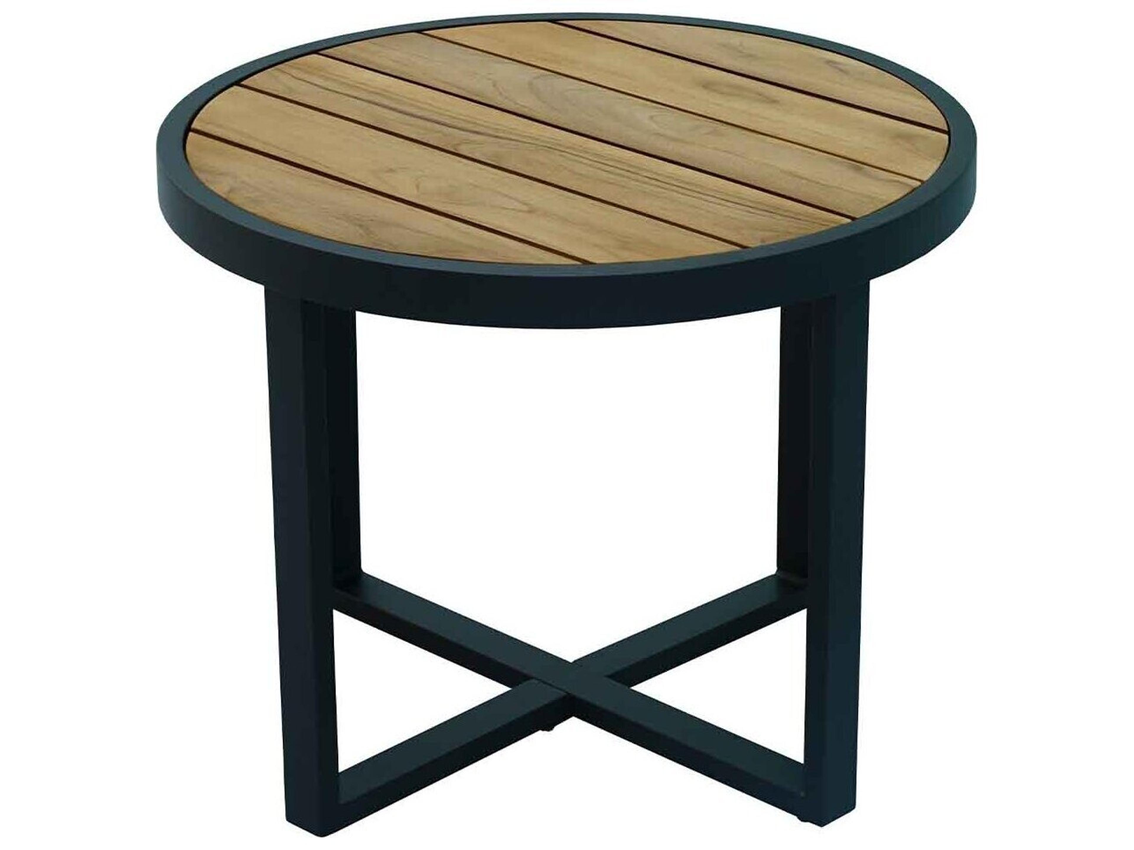 Portofino Teak & Aluminum Accent Table, 24" Dia