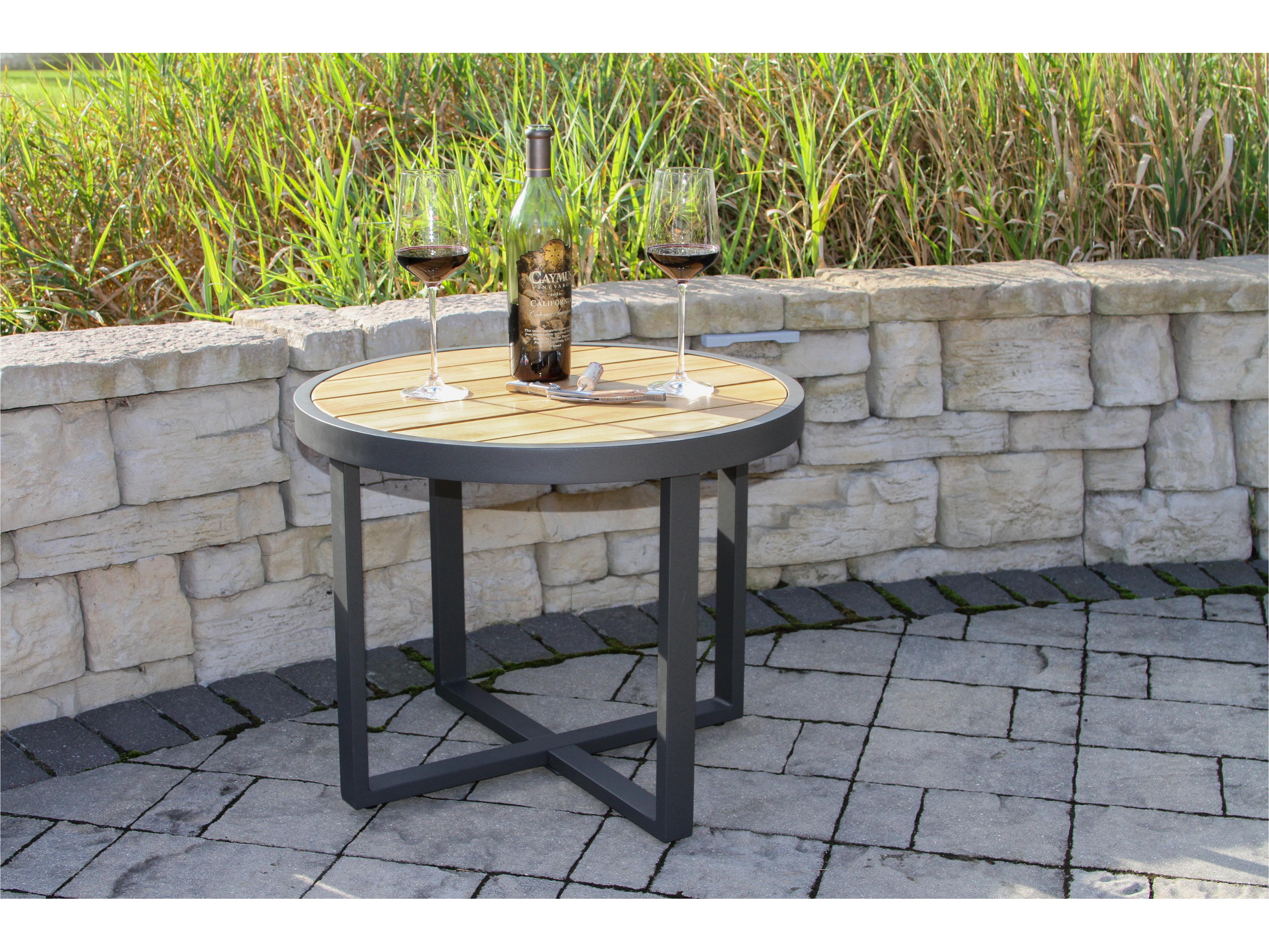 Outdoor Interiors Portofino Teak & Aluminum Accent Table, 24" Dia