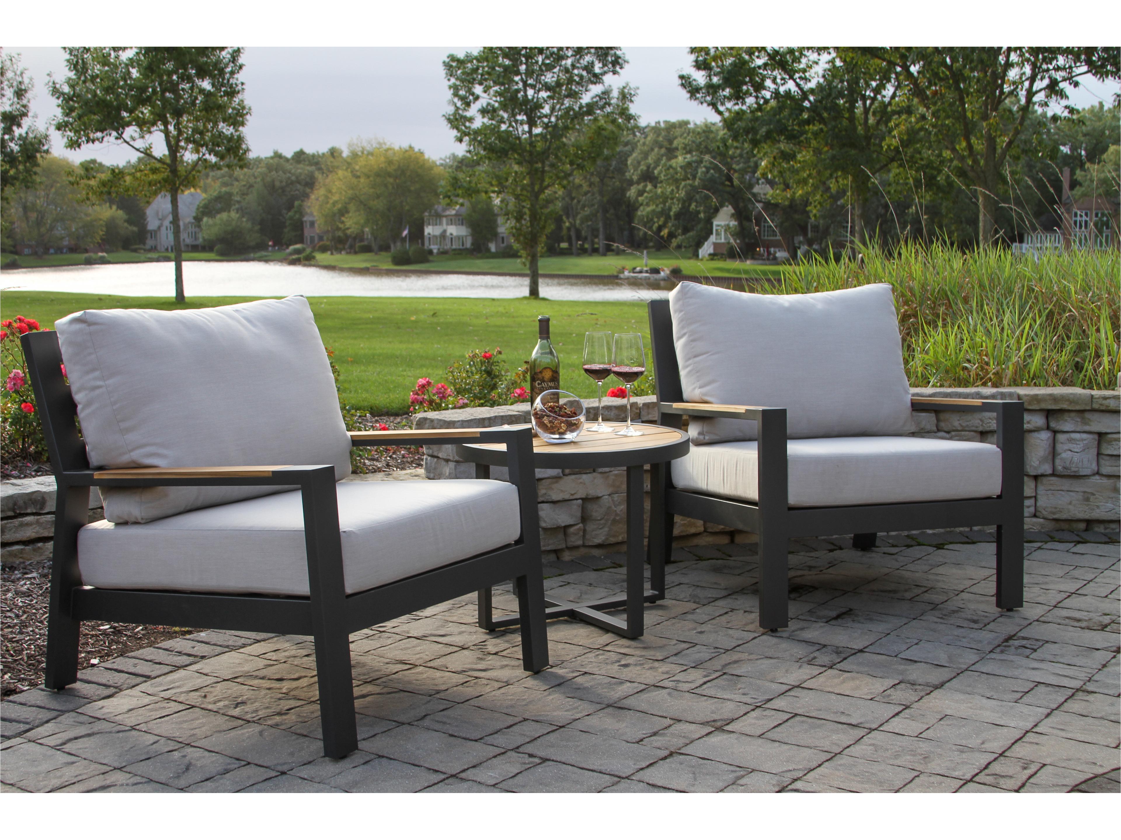 Outdoor Interiors Portofino Teak & Aluminum Accent Table, 24" Dia