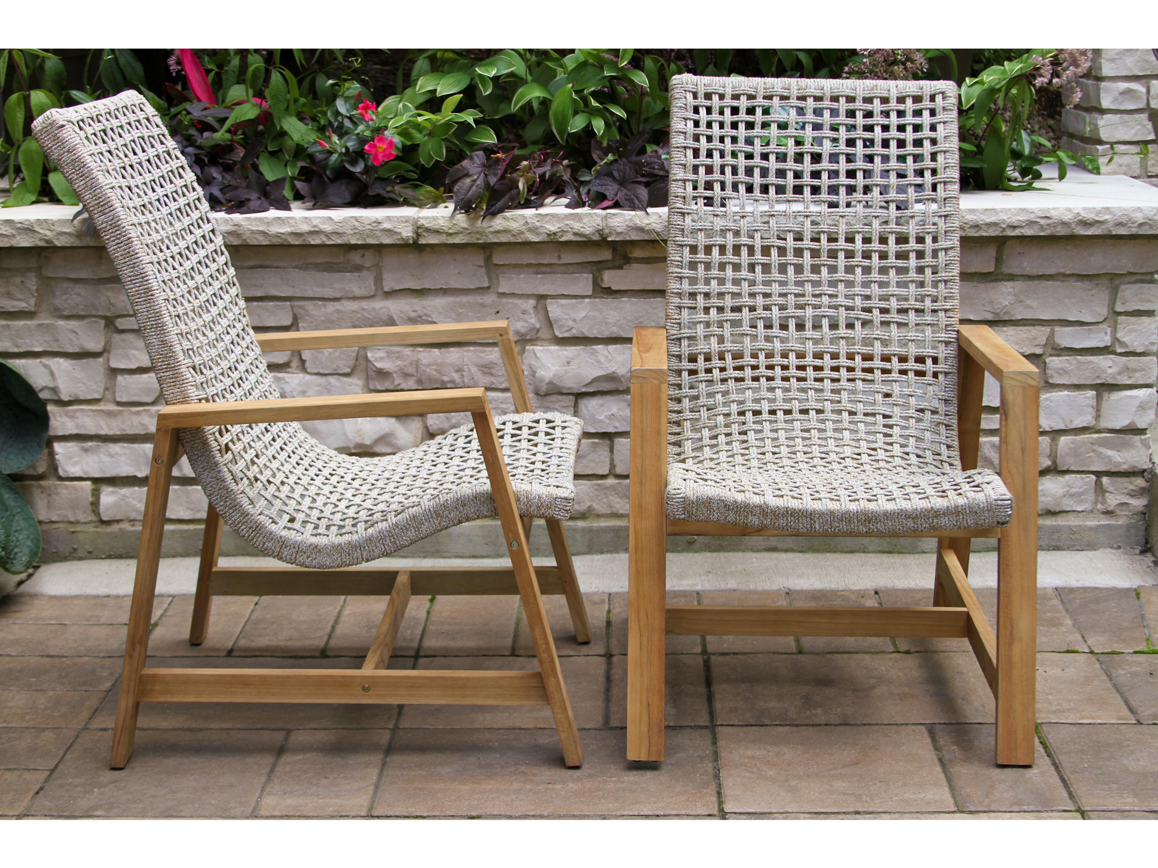 Outdoor Interiors Teak & Nautical Rope Lounger (Price Includes Two)