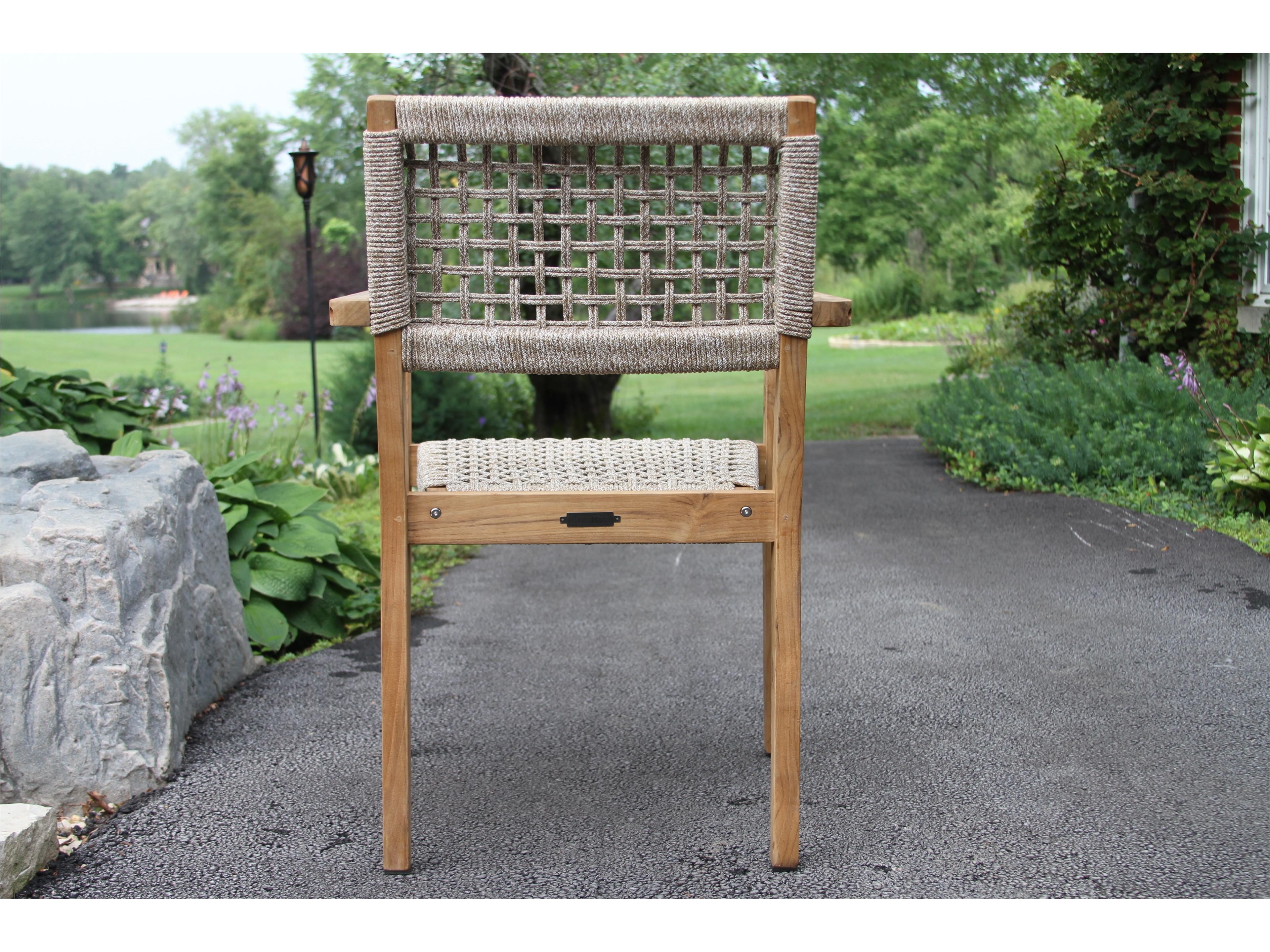 Outdoor Interiors Teak & Nautical Rope Stacking Dining Chair (Price Includes Two)