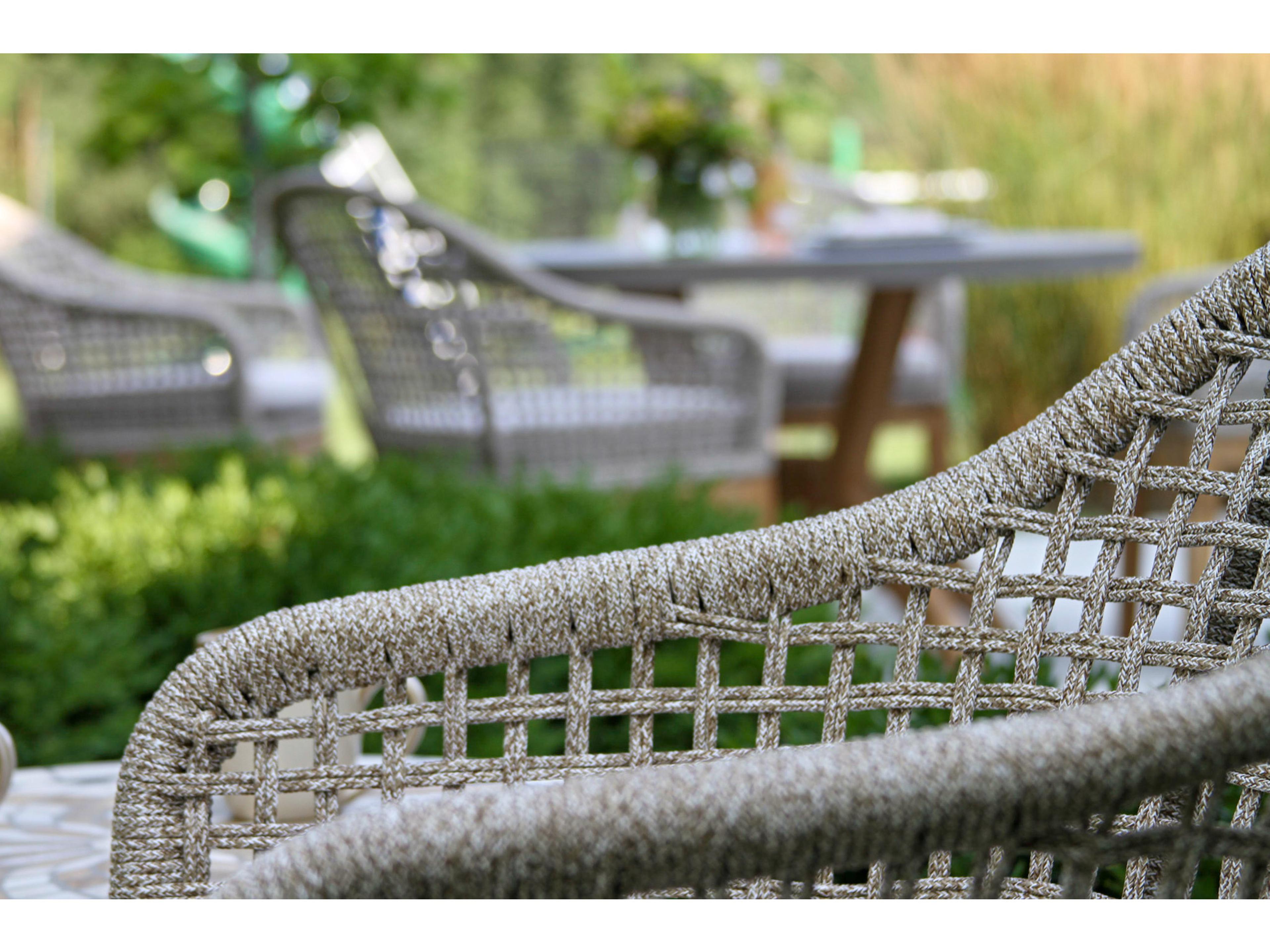 Outdoor Interiors Teak & Nautical Rope Dining Chair w Sunbrella (Price Includes Two)