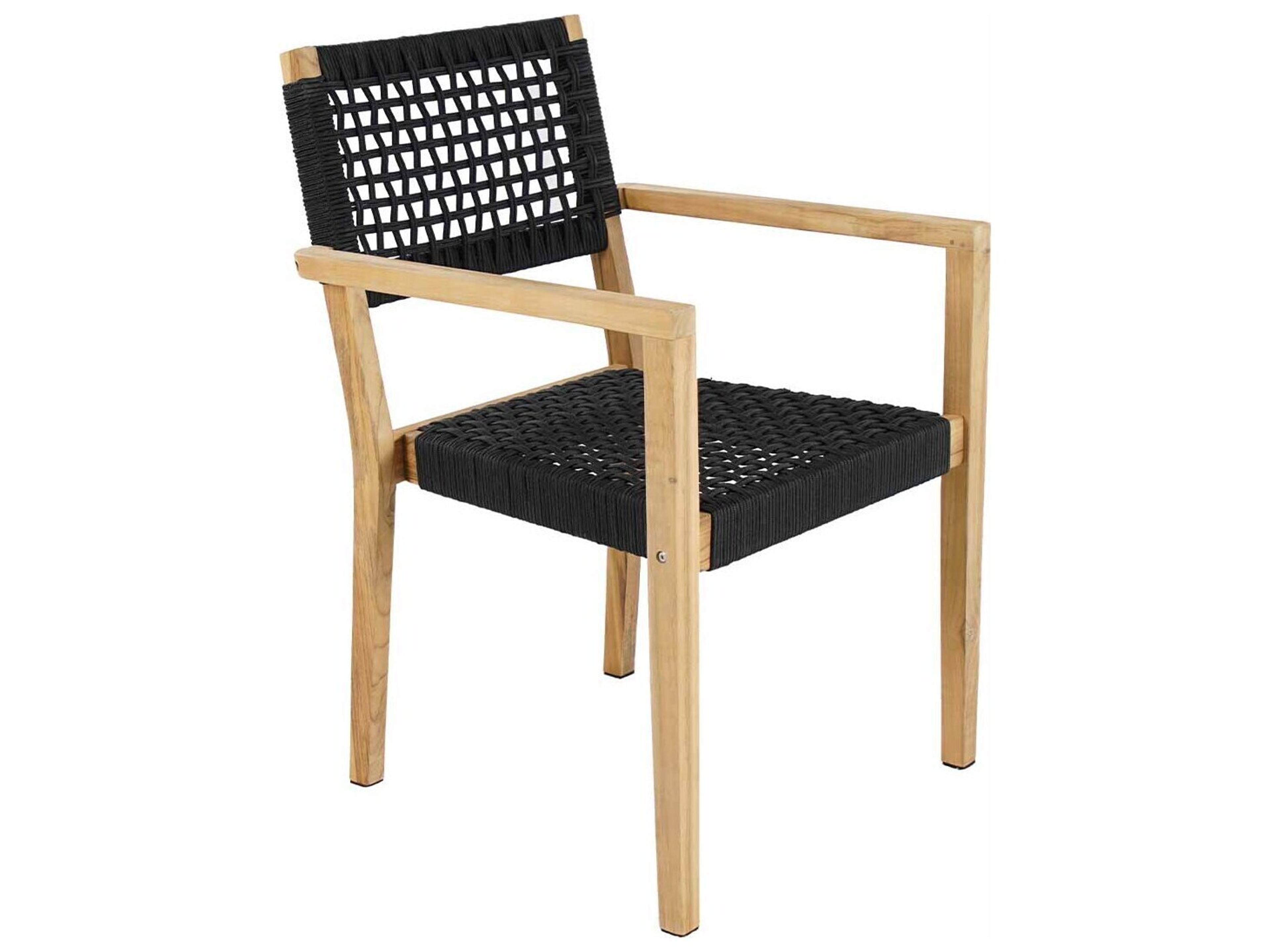 Teak & Black Rope Stacking Dining Chair (Price Includes Two)