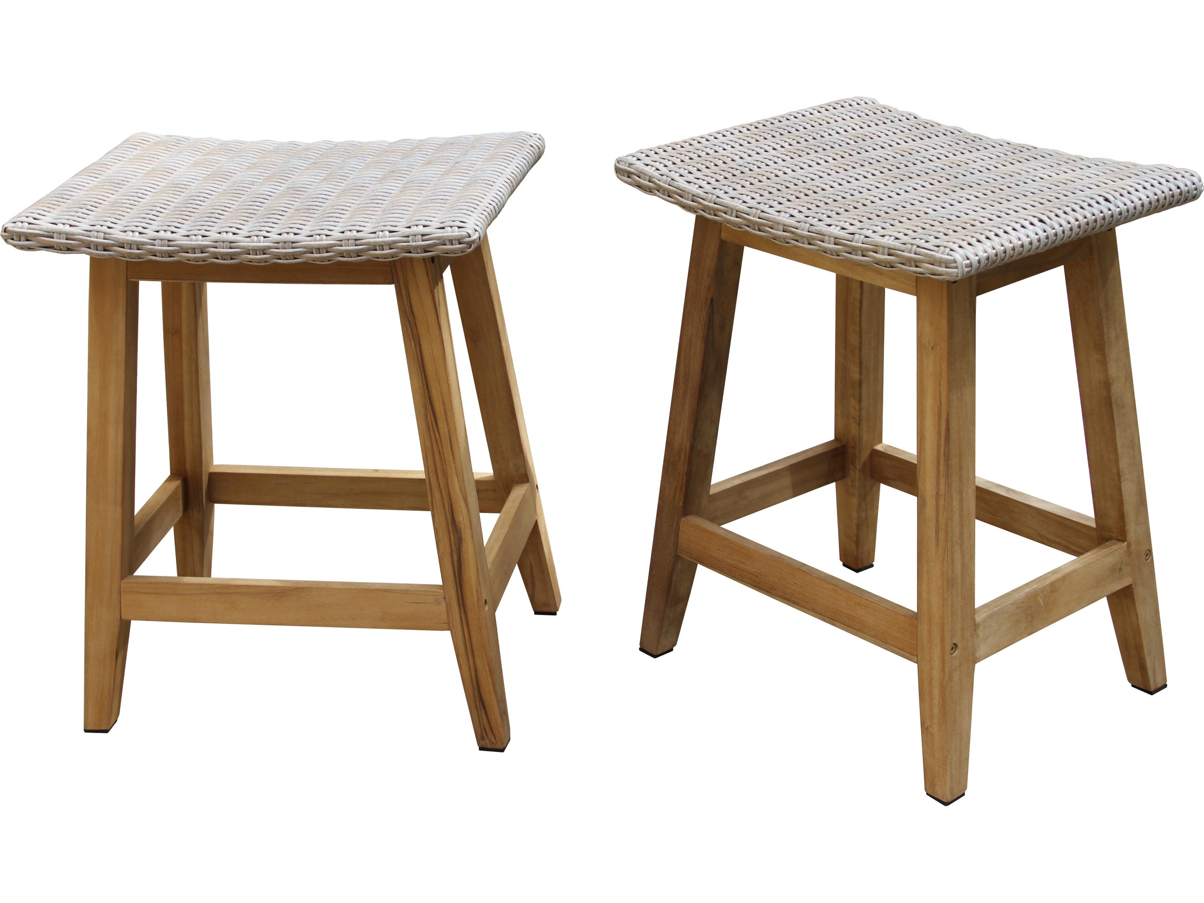 Teak & Ash Wicker Saddle Stools (Price Includes Two)
