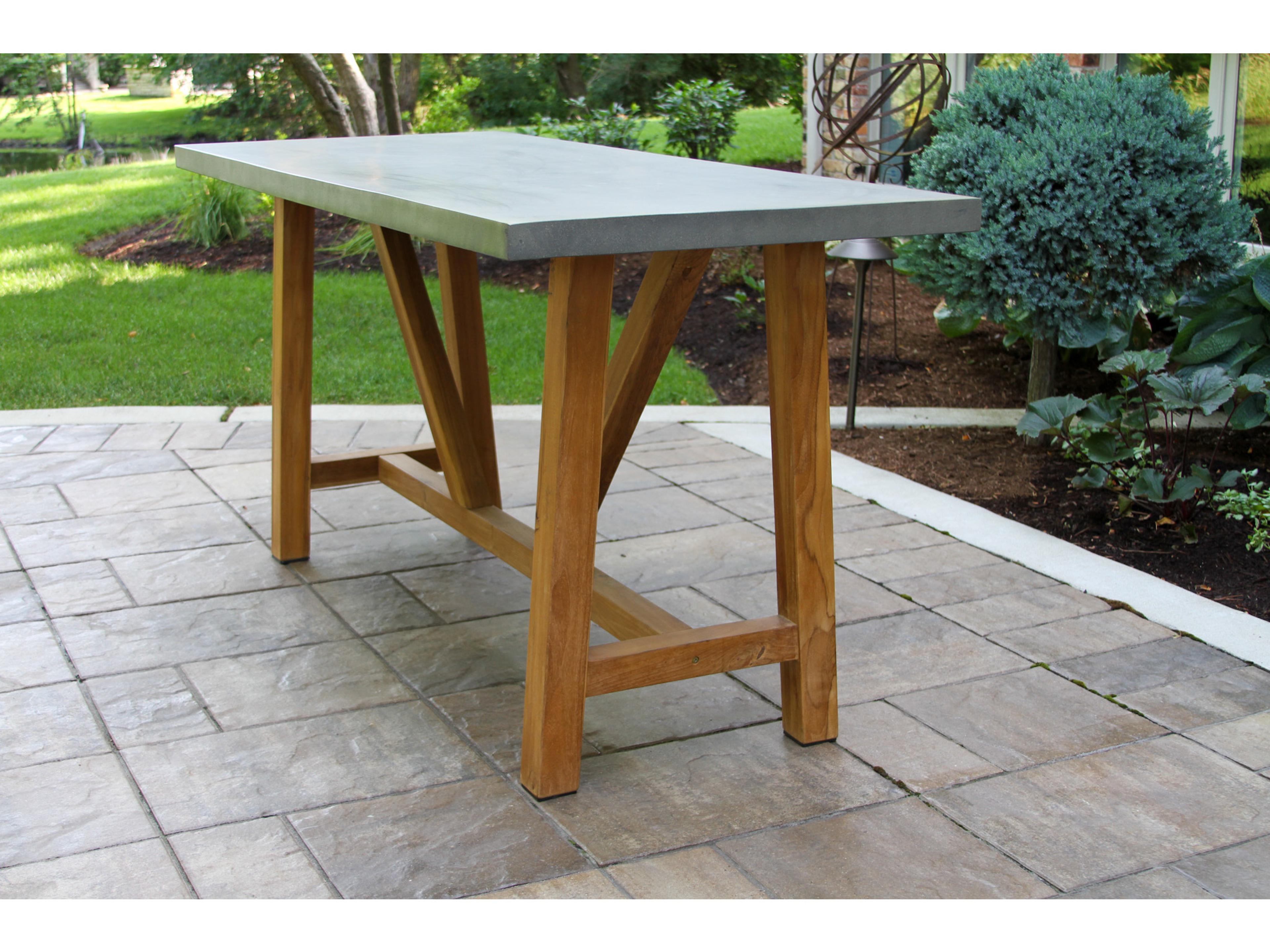 Outdoor Interiors Teak & Grey Composite Counter Height Table, 70" x 30"