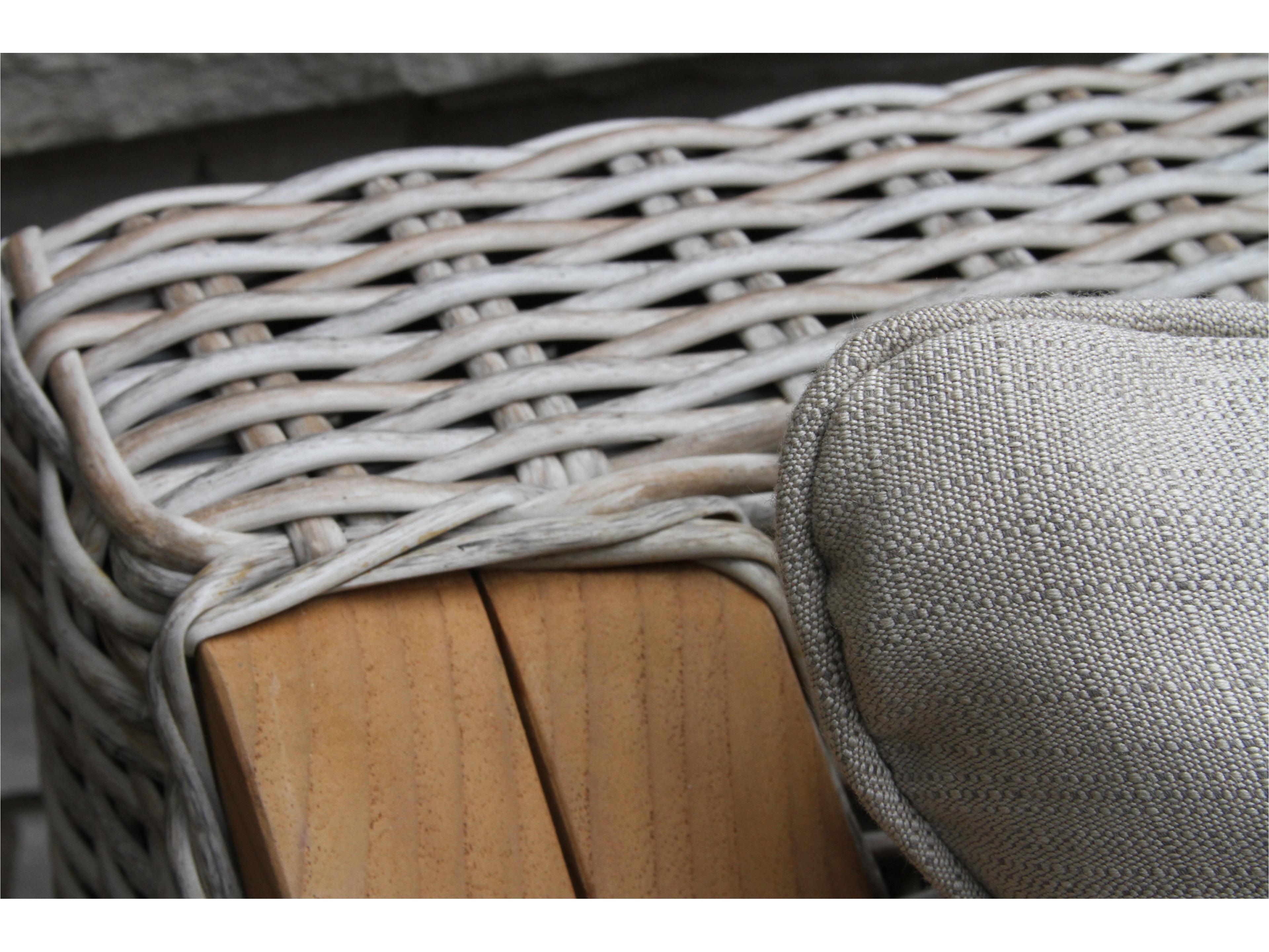 Outdoor Interiors Teak & Wicker Sofa w Sunbrella Cushions
