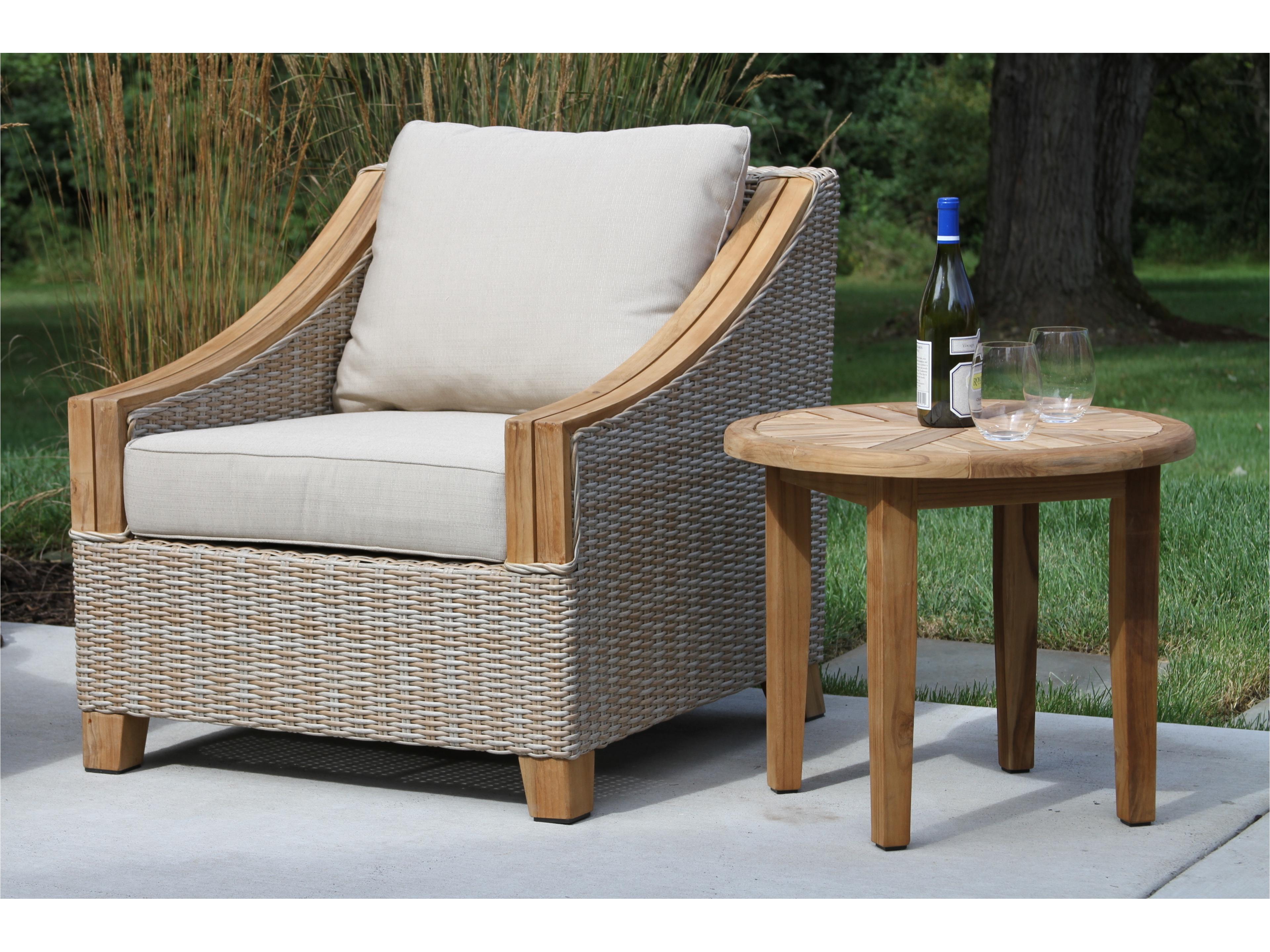 Outdoor Interiors Teak & Ash Wicker Armchair w/ Sunbrella Cushions