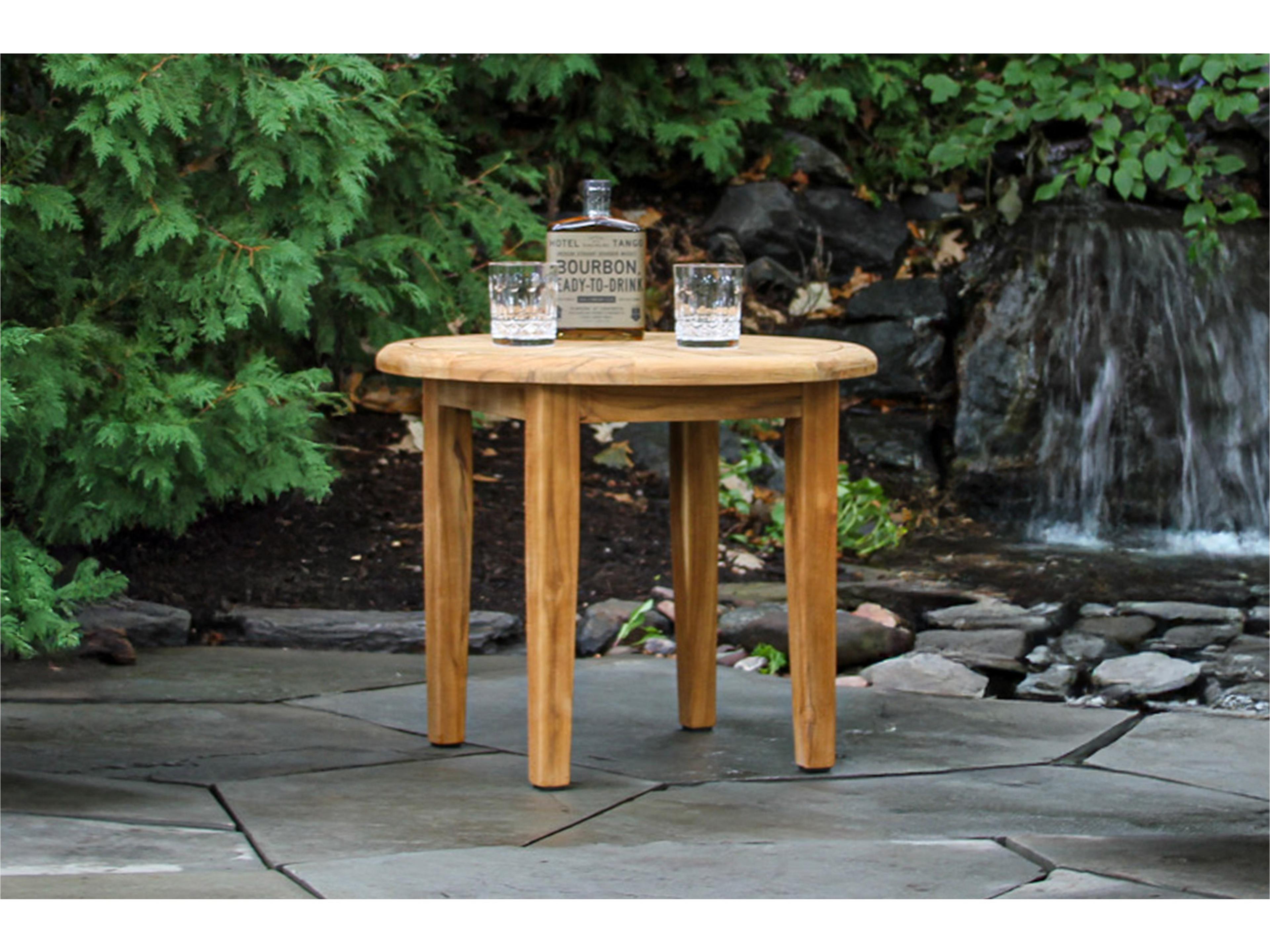 Outdoor Interiors Teak Round Lounging Table, 24" Dia.
