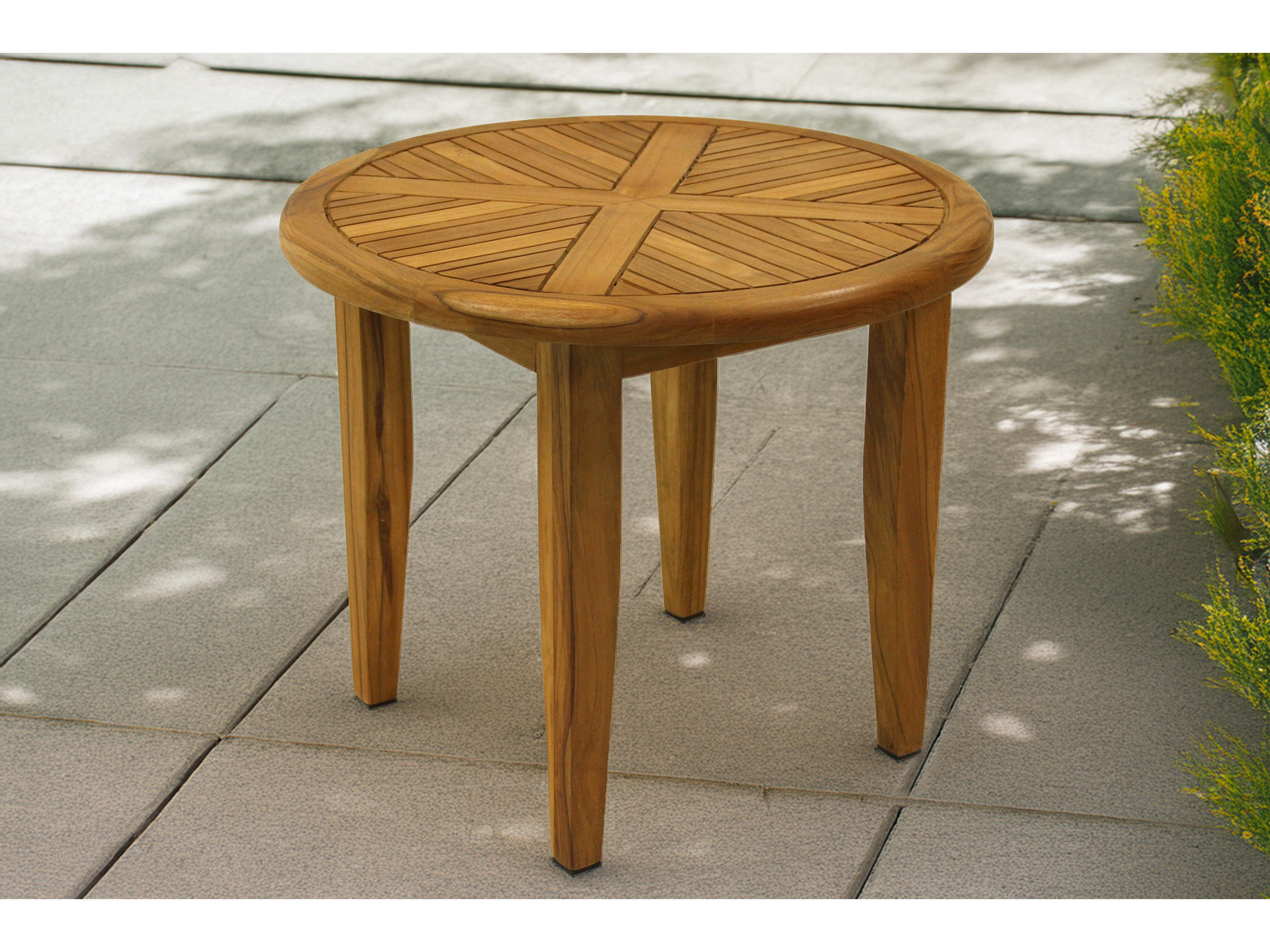 Outdoor Interiors Teak Round Lounging Table, 24" Dia.