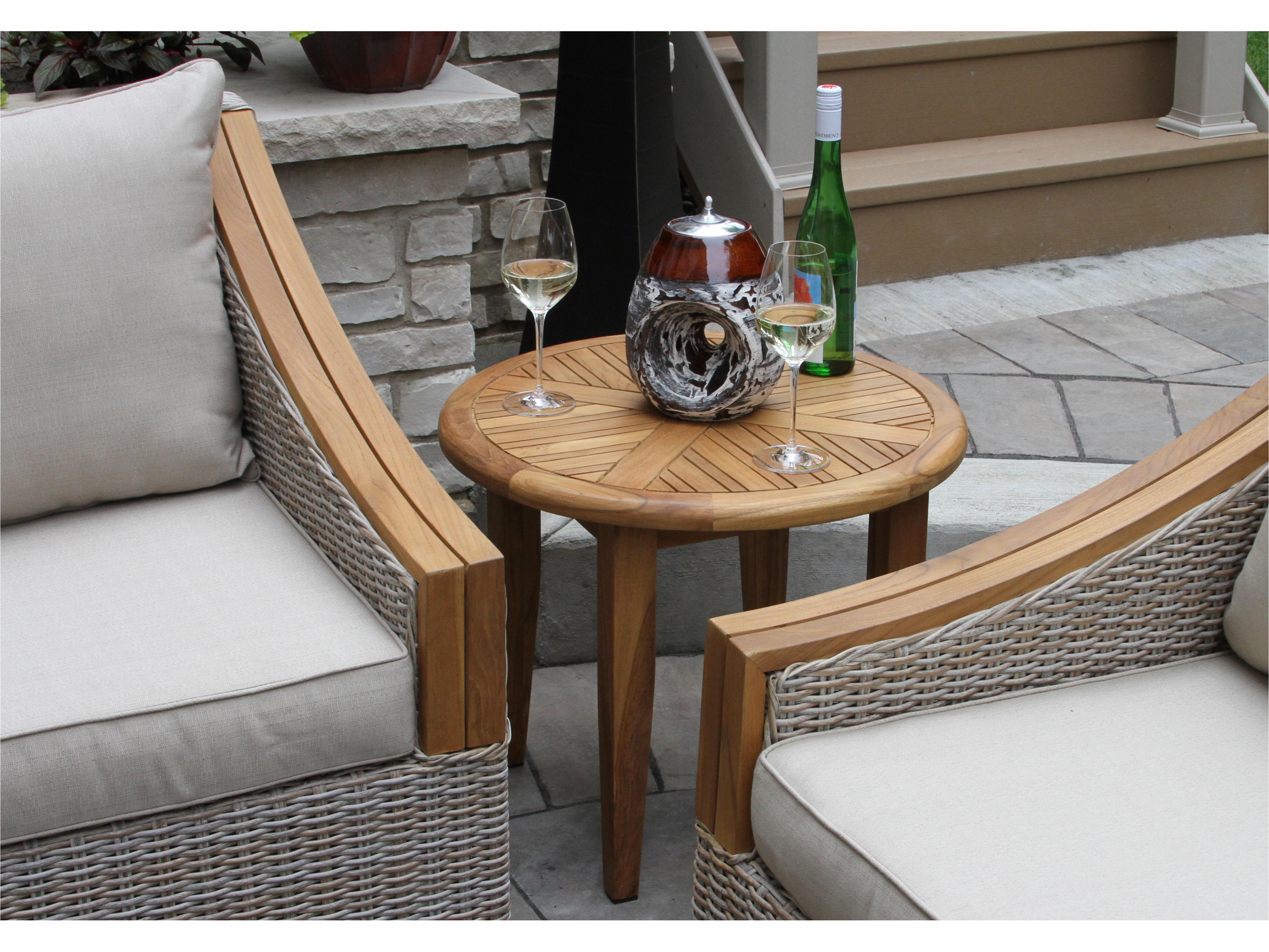 Outdoor Interiors Teak Round Lounging Table, 24" Dia.
