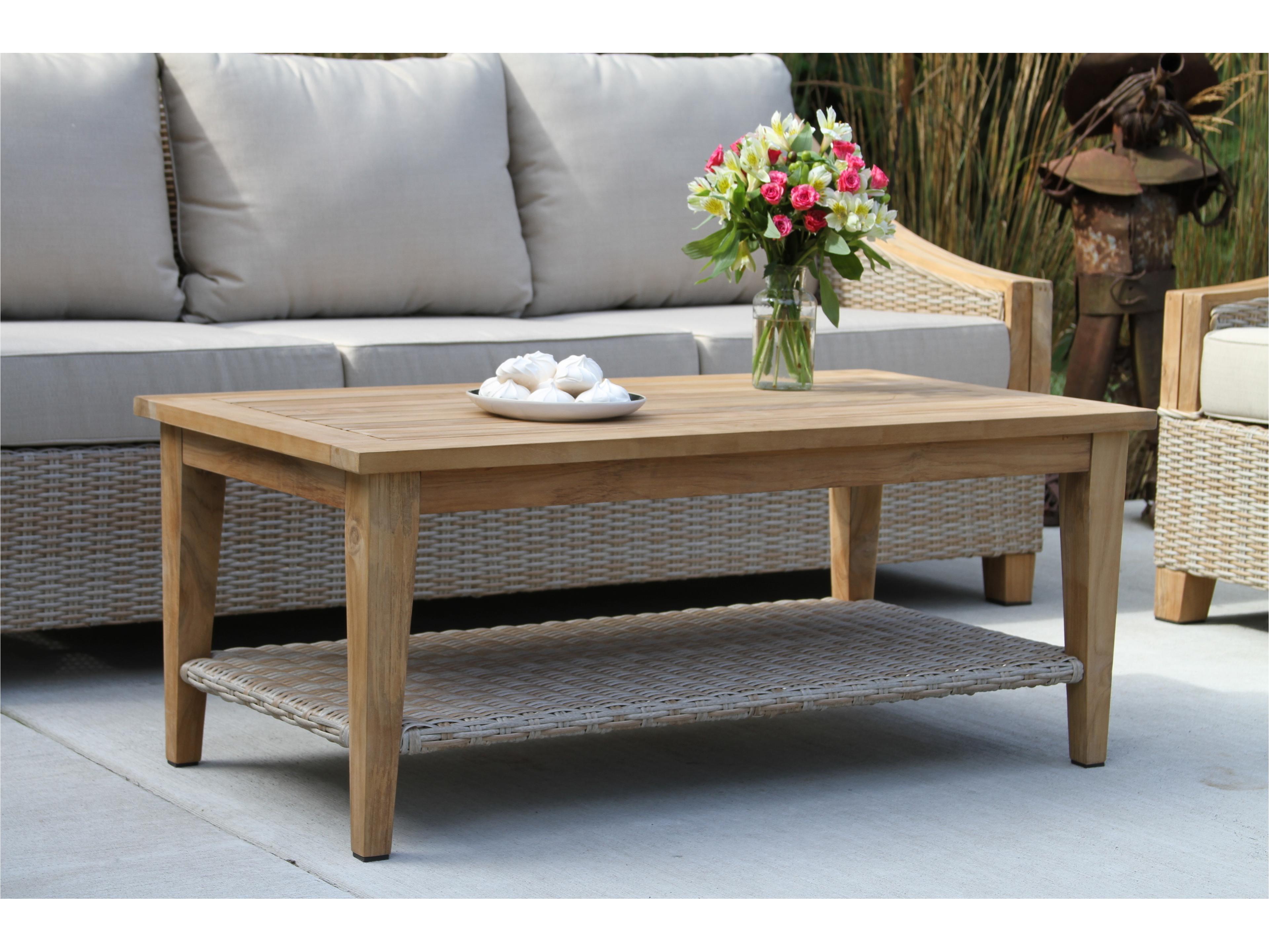 Outdoor Interiors Teak & Ash Wicker Coffee Table