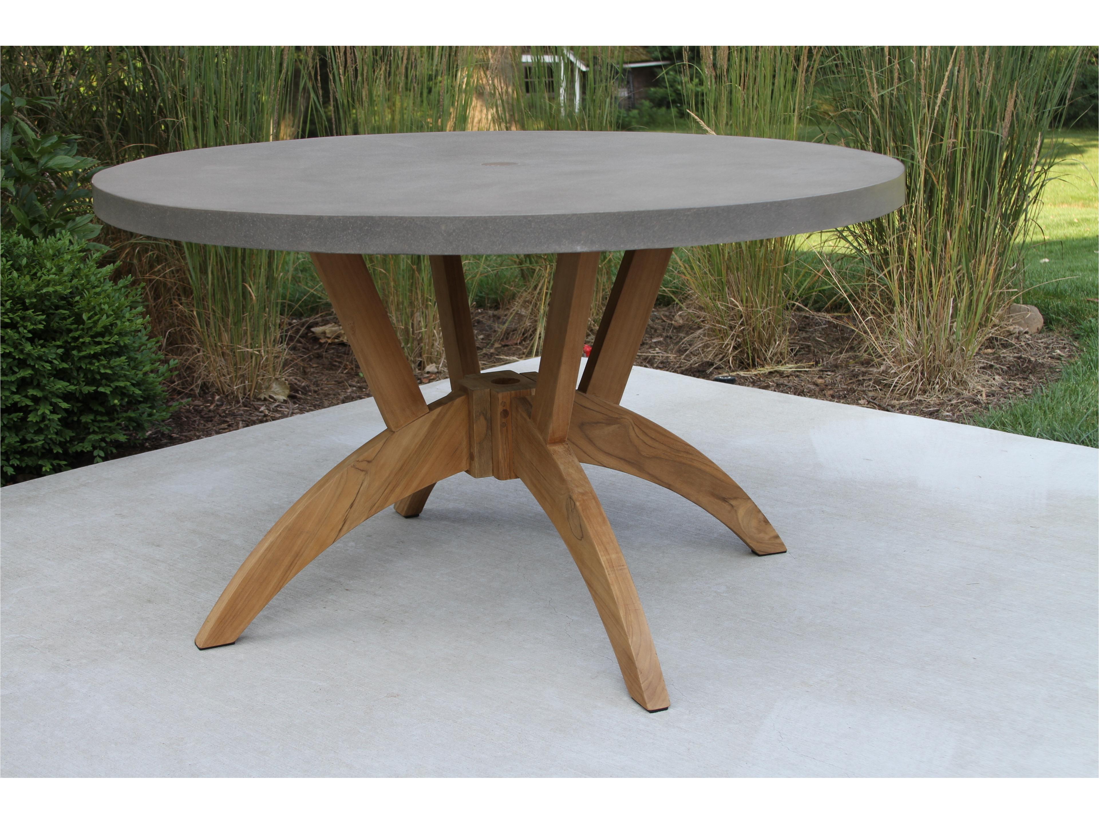 Outdoor Interiors Teak & Composite Round Dining Table, 52" Dia.