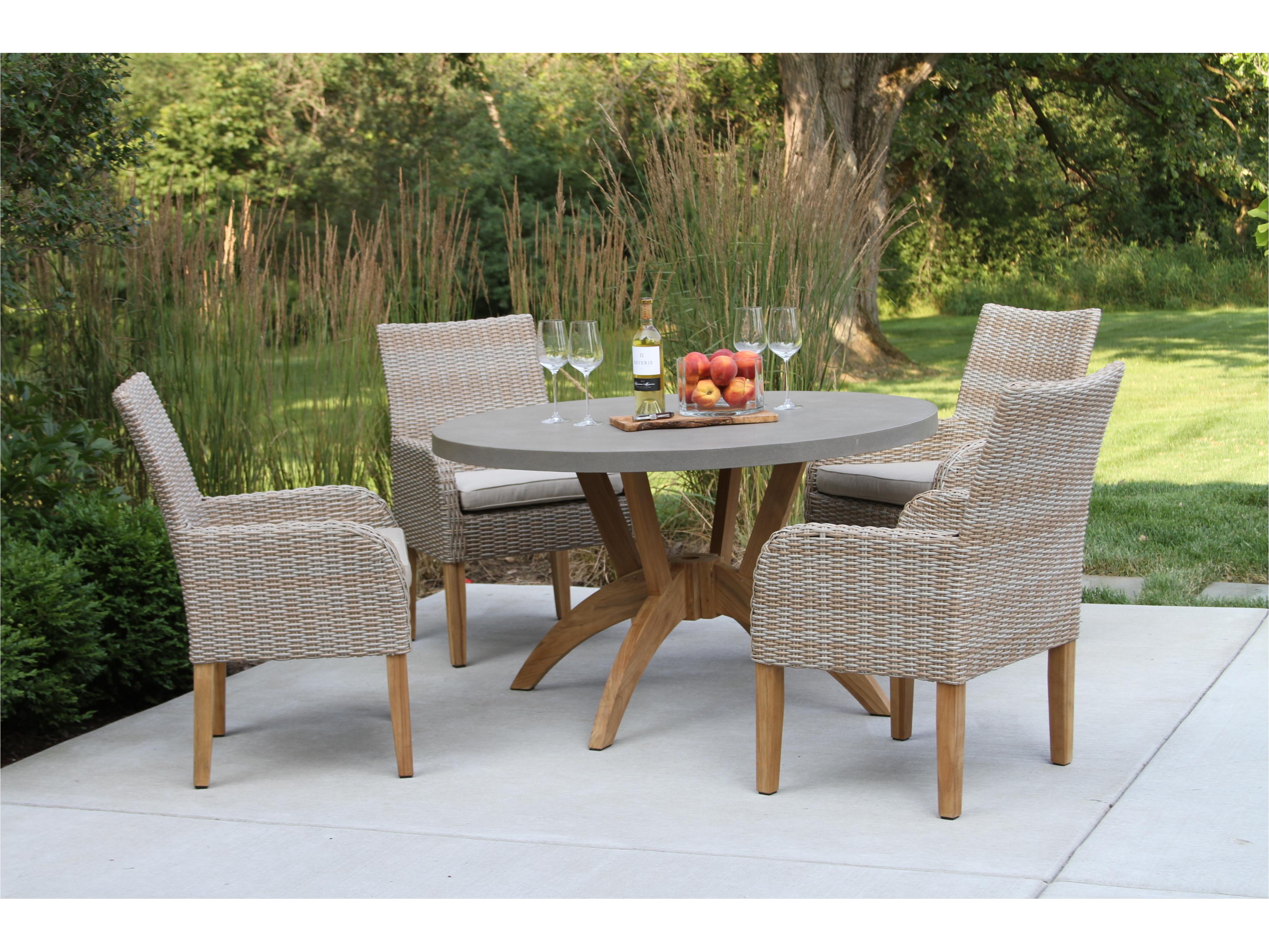 Outdoor Interiors Teak & Composite Round Dining Table, 52" Dia.
