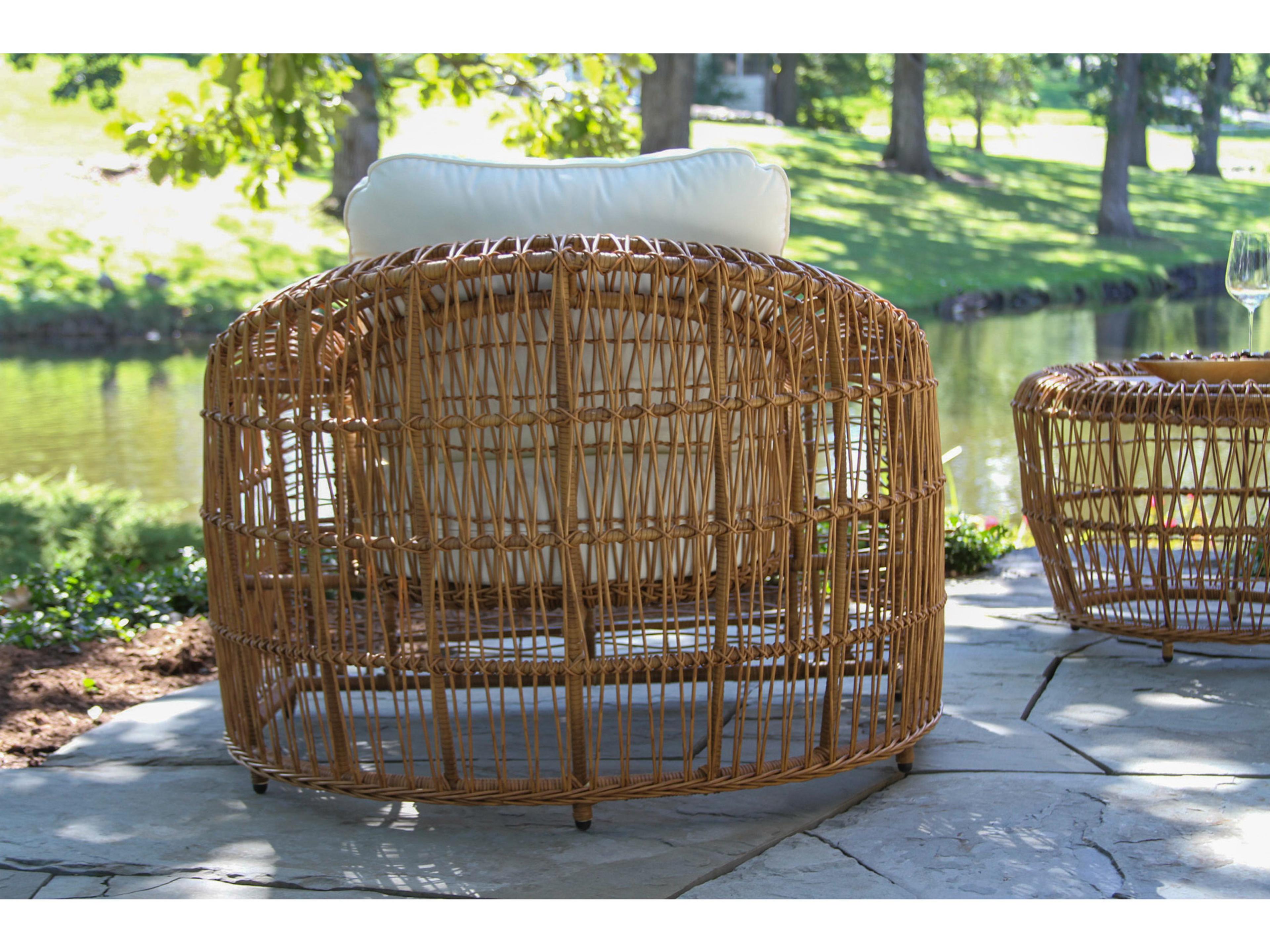 Outdoor Interiors On the Vine Wicker Armchair w Sunbrella (Price Includes Two)