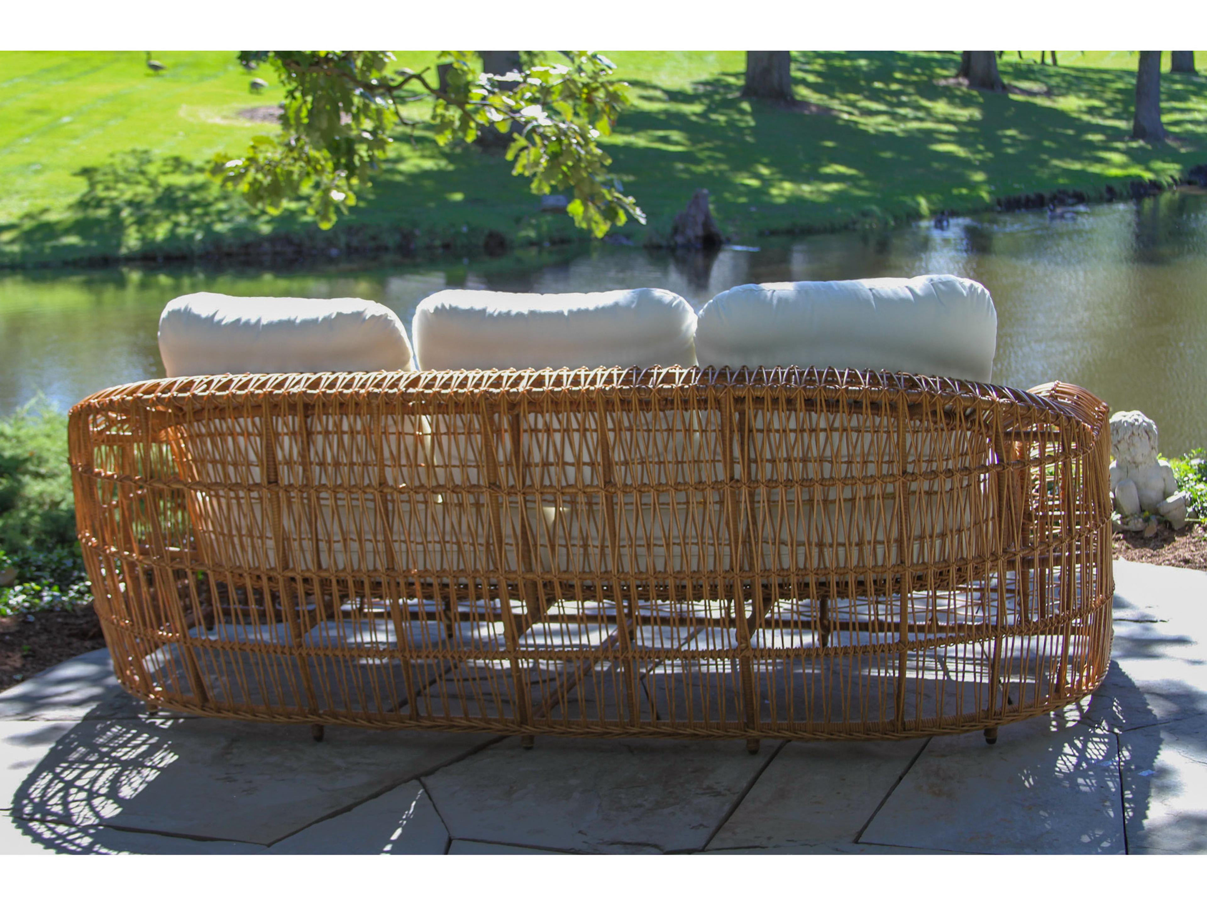 Outdoor Interiors On the Vine Wicker Sofa w Sunbrella