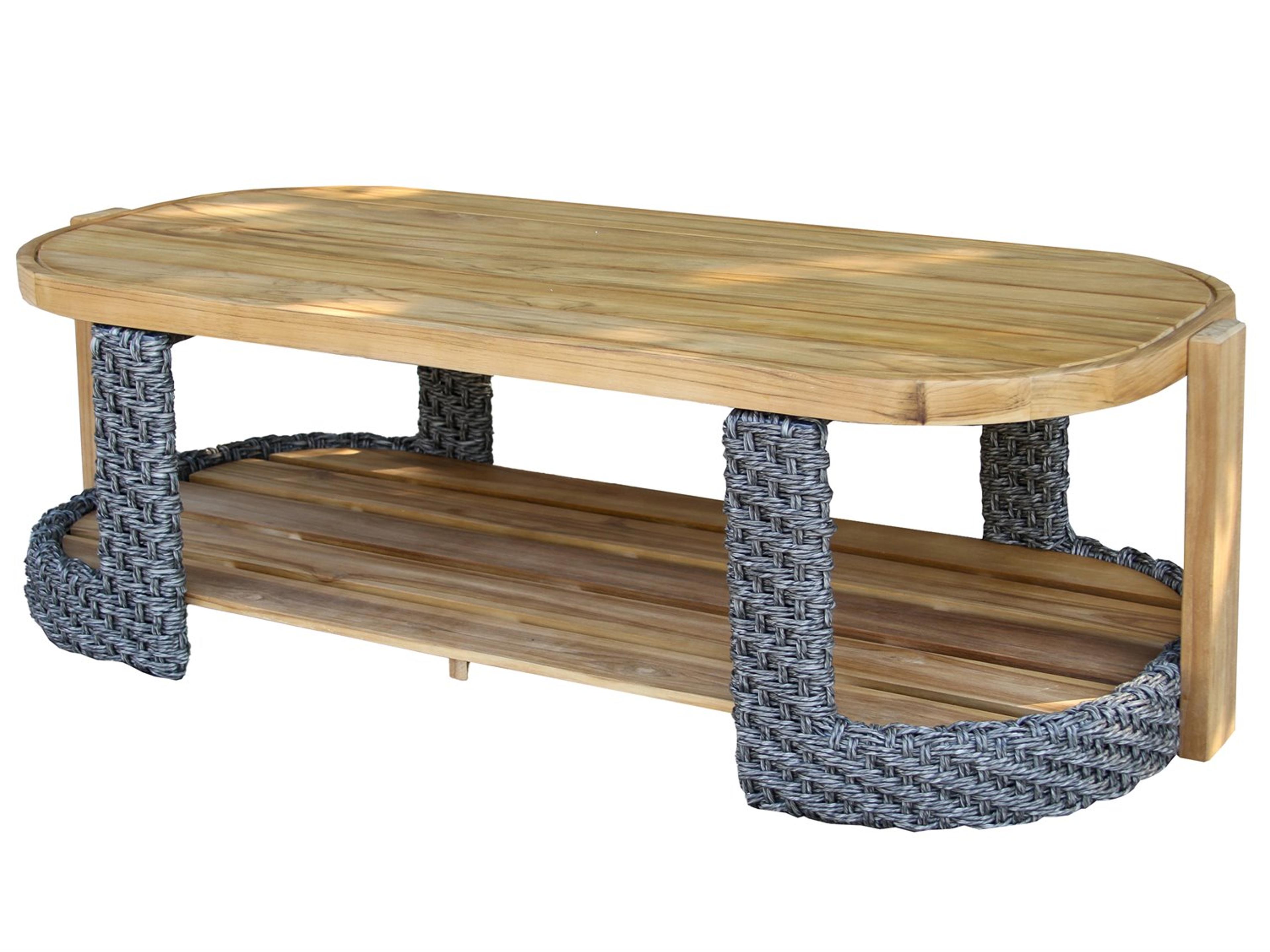 Estate Teak & Wicker Coffee Table, 52.5" x 24"