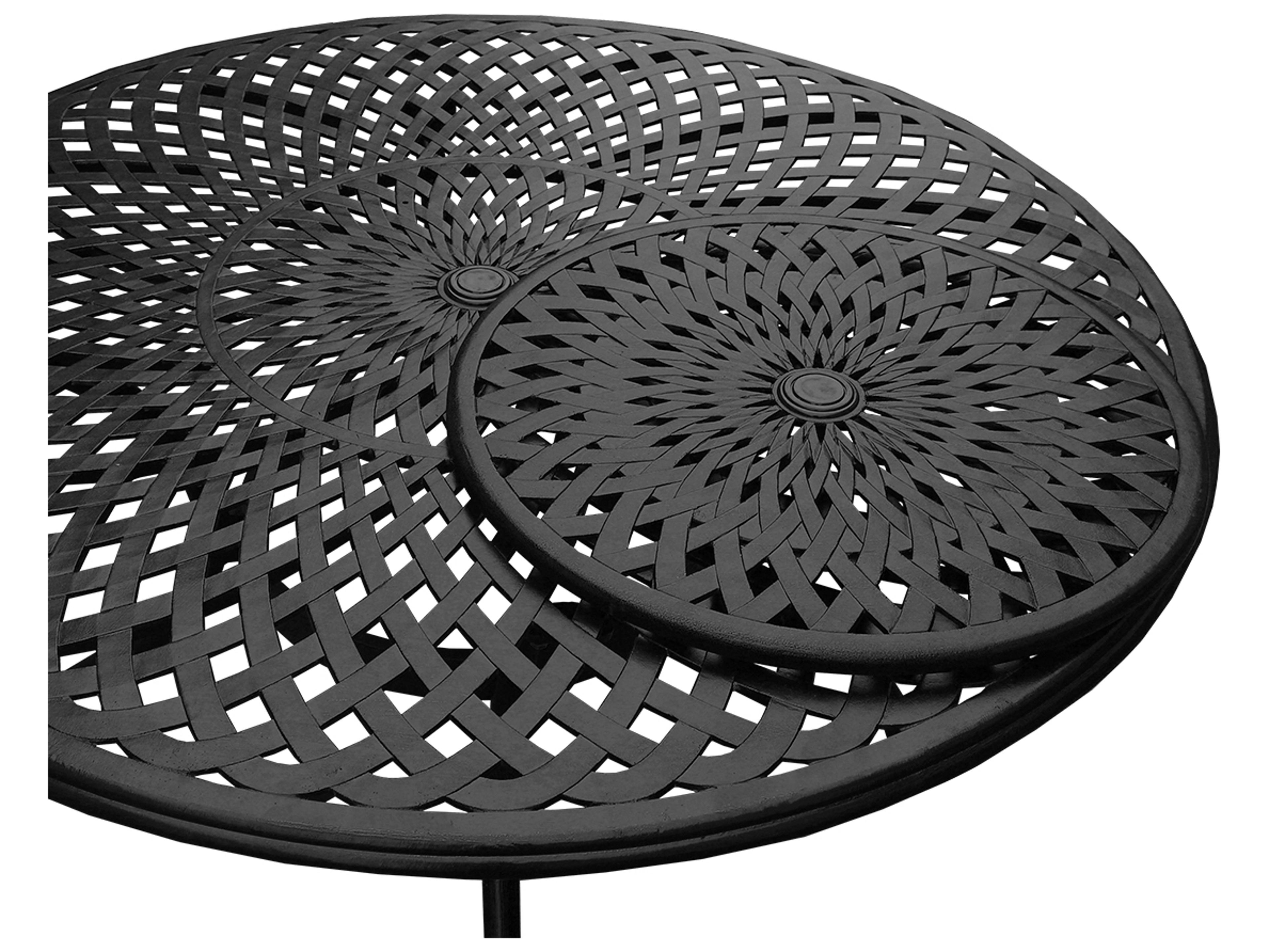 Oakland Living Modern Aluminum 59'' Large Black Round Patio Dining Set with Lazy Susan and Six Chairs