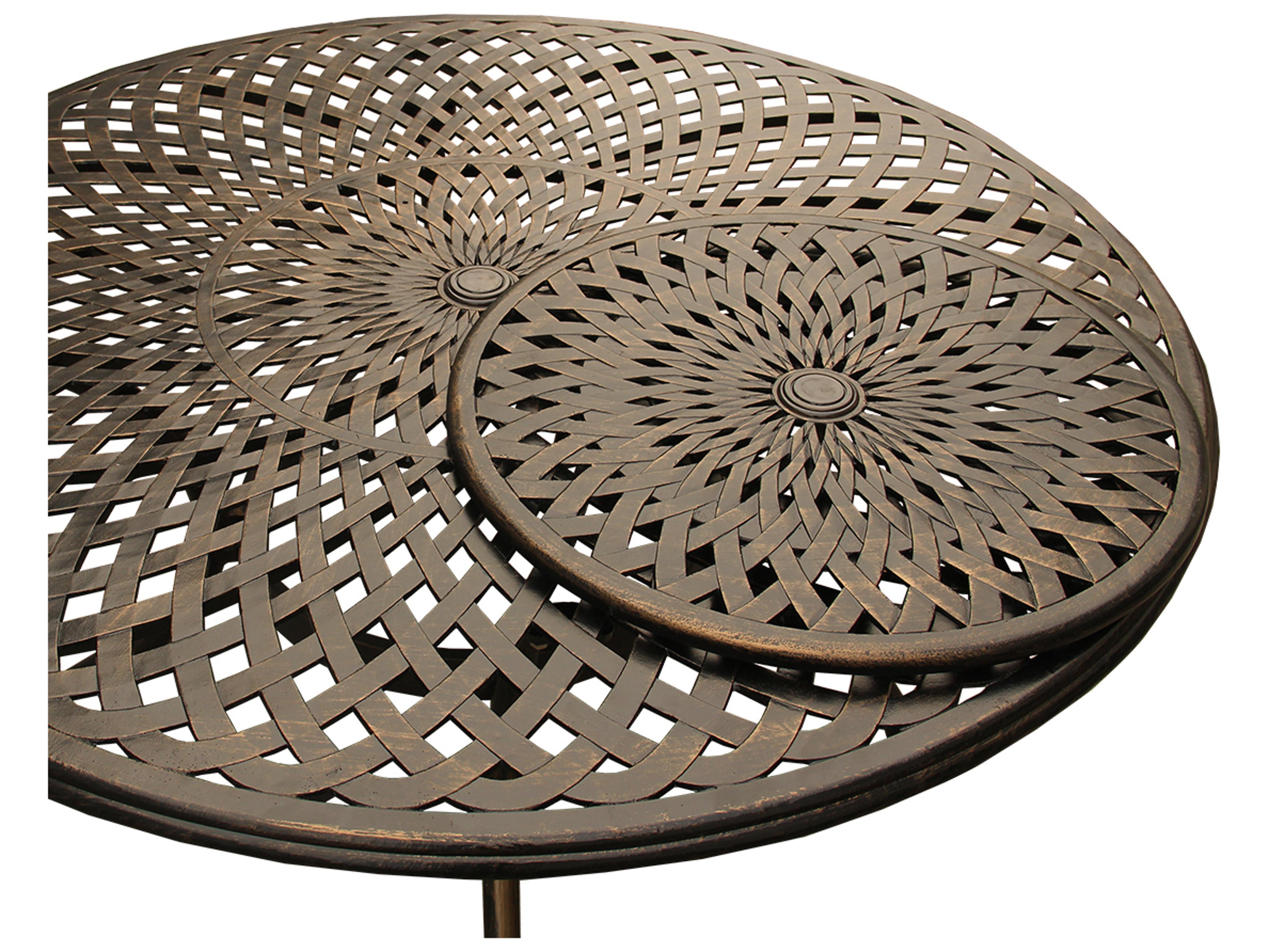 Oakland Living Modern Aluminum 59'' Bronze Large Round Outdoor Dining Set with Lazy Susan and Six Chairs