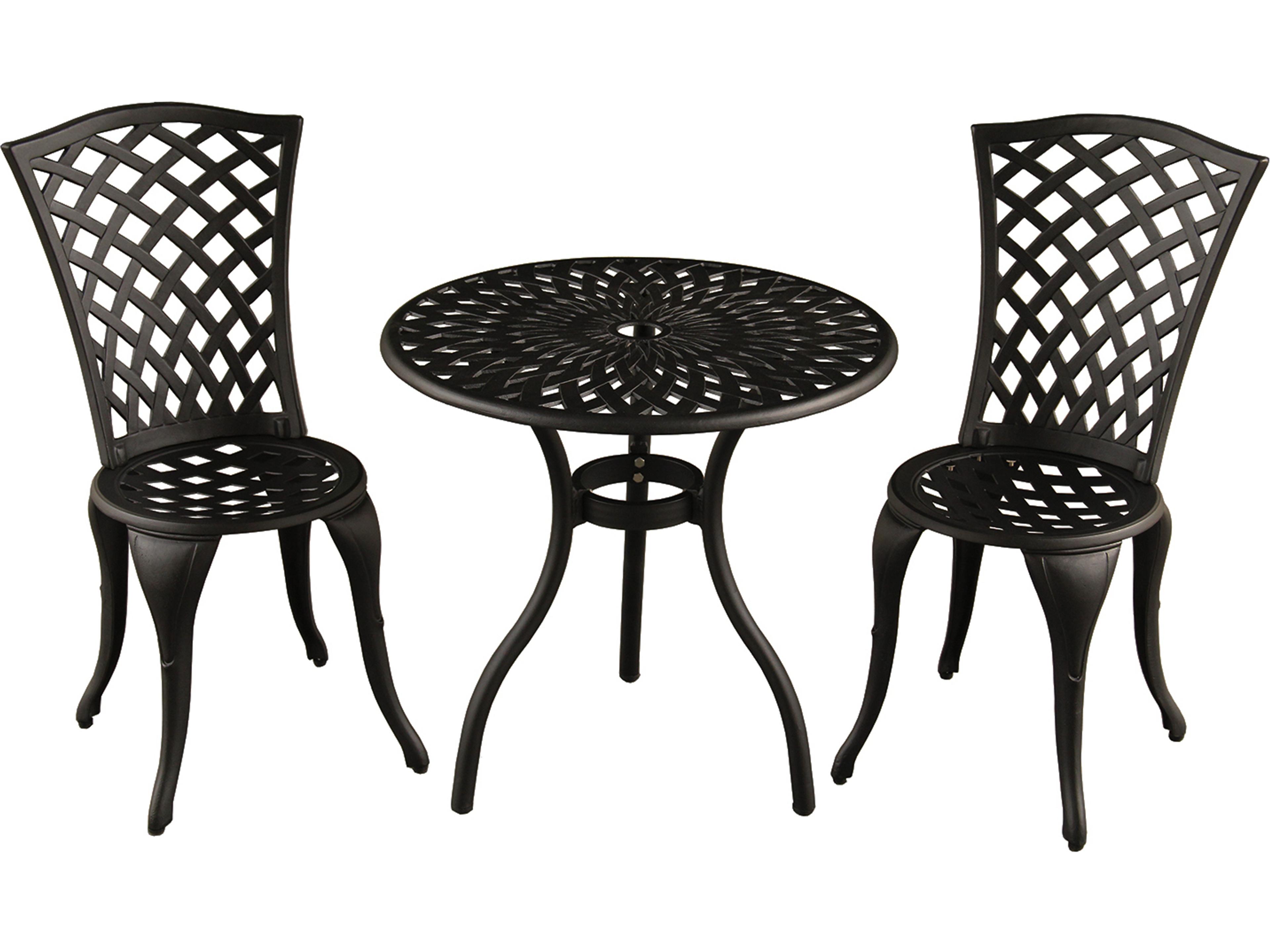 Modern Mesh Sand Black Aluminum 3 Piece Bistro Set
