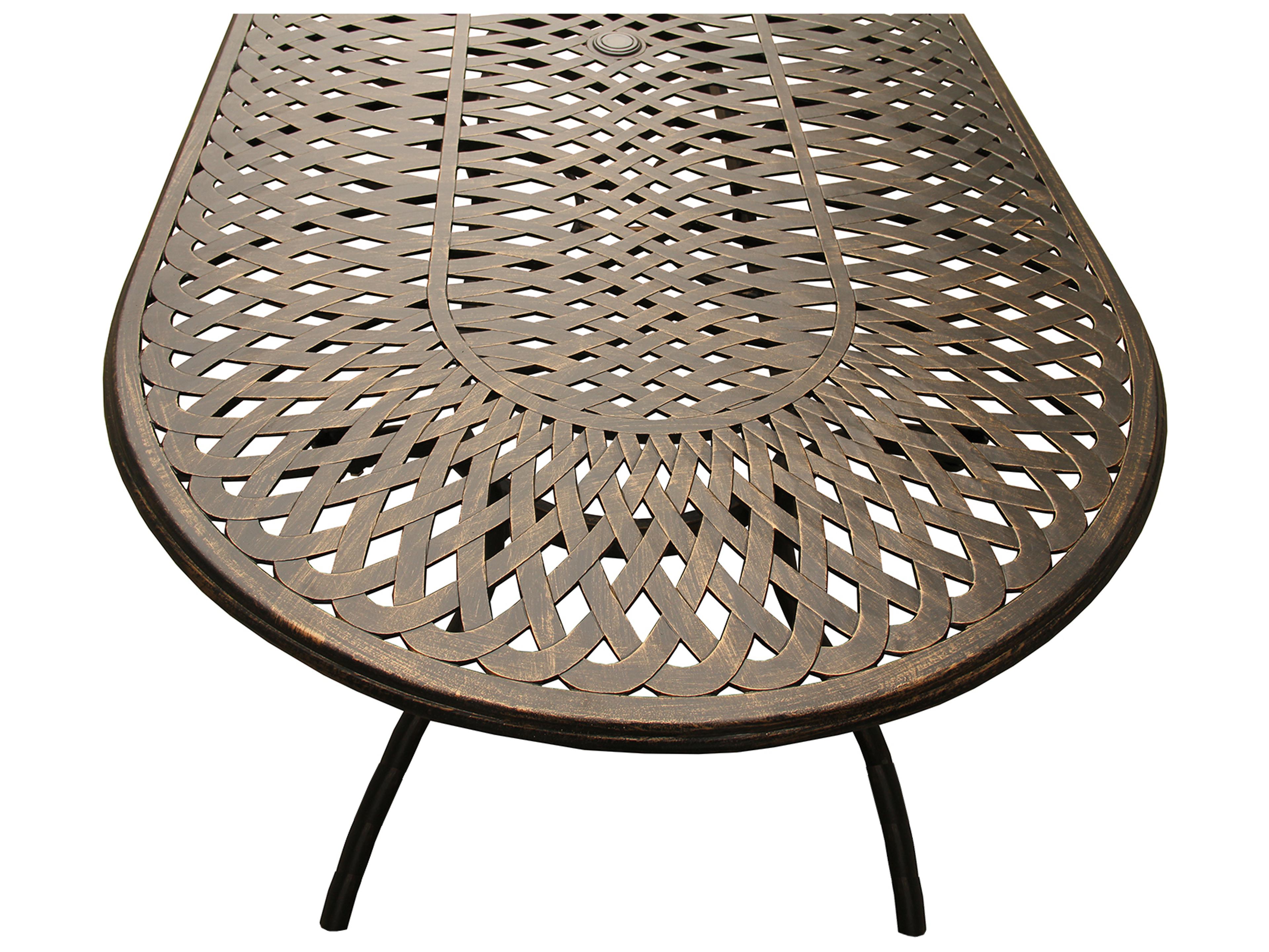 Oakland Living Rose Modern and Lattice Aluminum 95 inch Bronze Oval Outdoor Dining Set with Ten Chairs