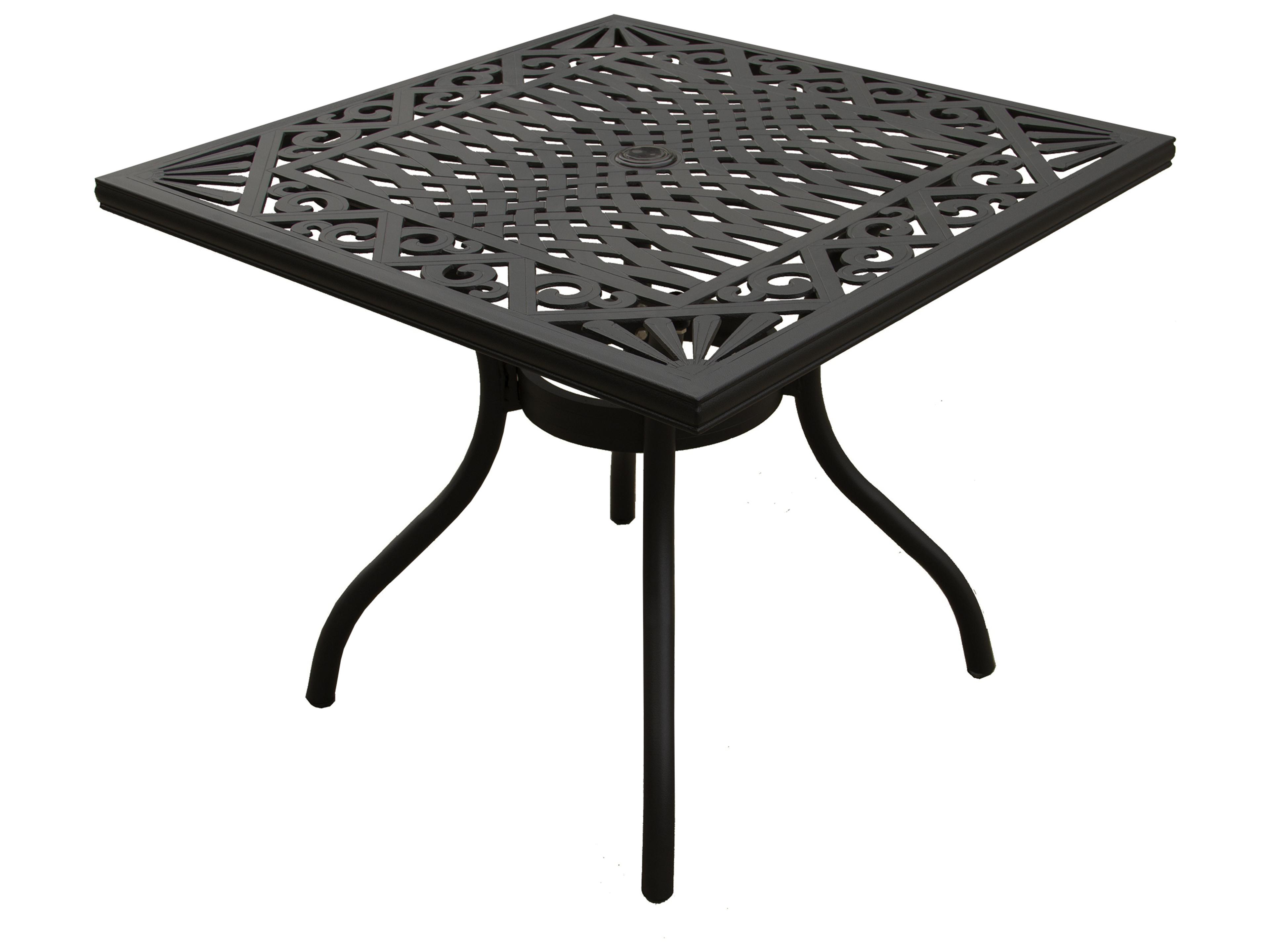 Oakland Living Modern Aluminum 37'' Black Square Patio Dining Set with Four Chairs