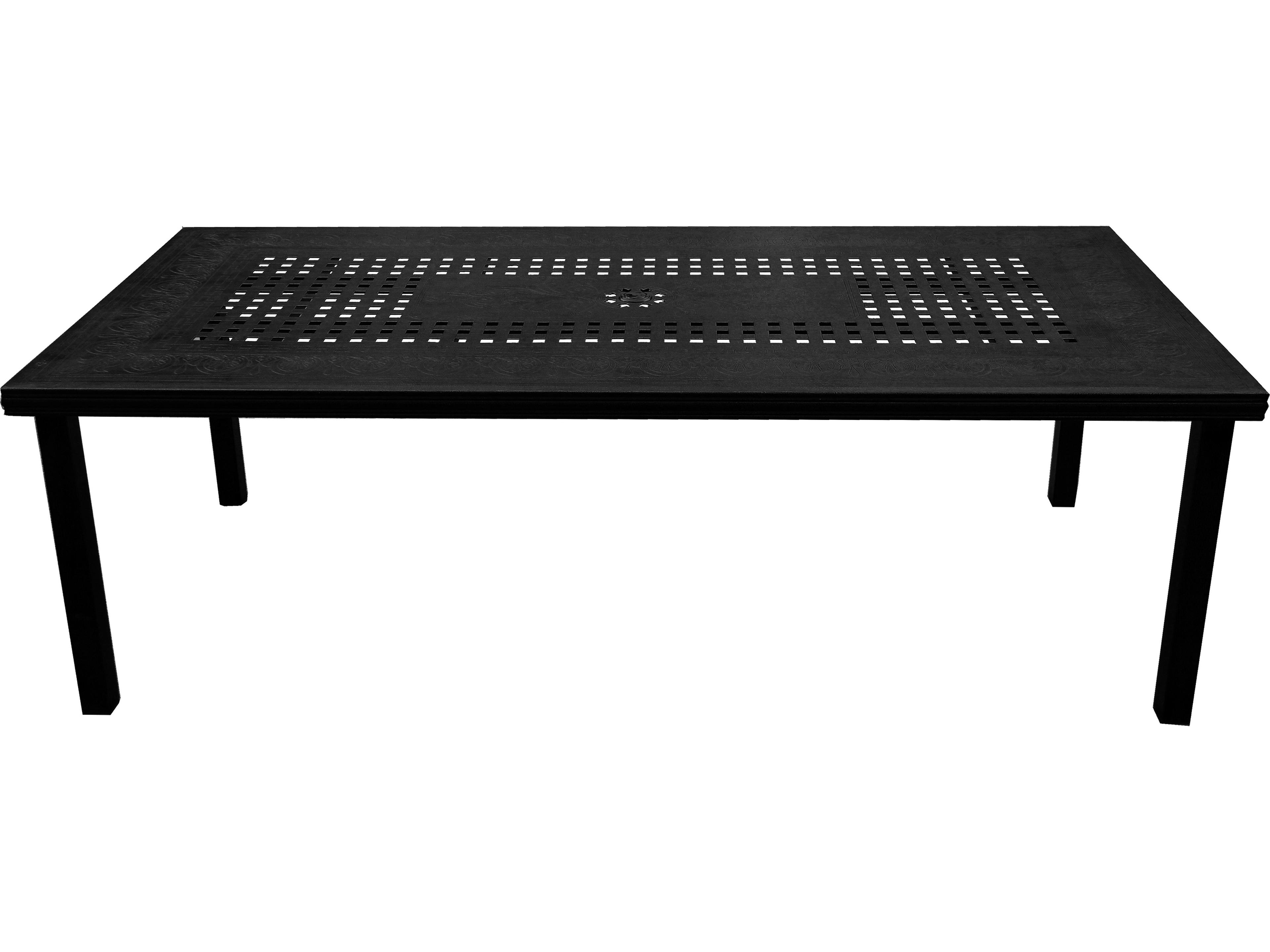 Oakland Living Modern Lattice Aluminum 95'' Black Large Rectangular Outdoor Dining Set with Eight Arm Chairs