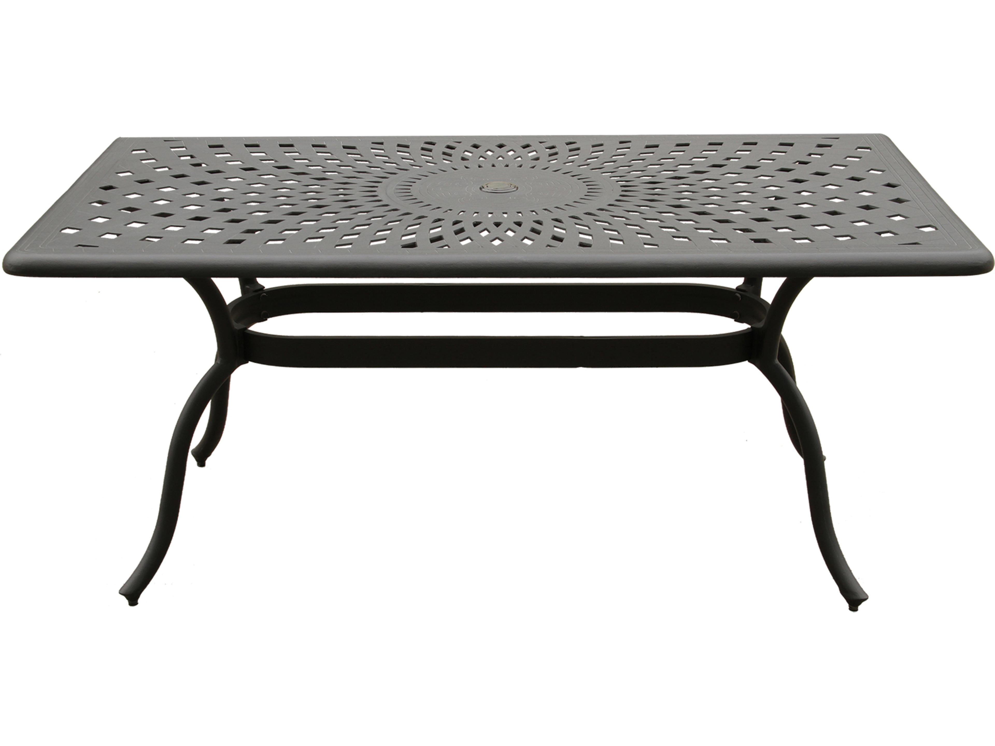 Oakland Living Modern Aluminum 67'' Black Rectangular Outdoor Patio Dining Set with Six Chairs