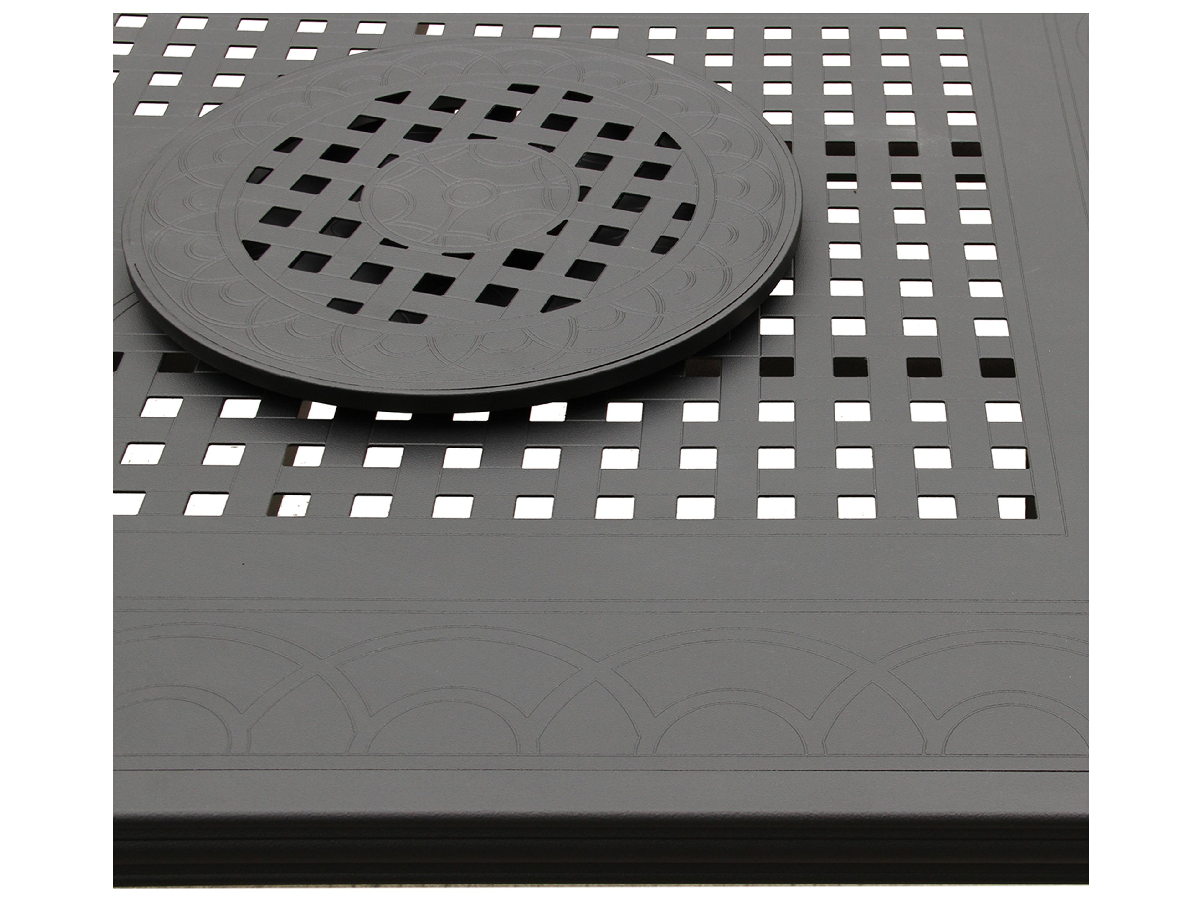 Oakland Living Modern Aluminum Black Rectangle Large Outdoor Dining Table with Two Lazy Susans