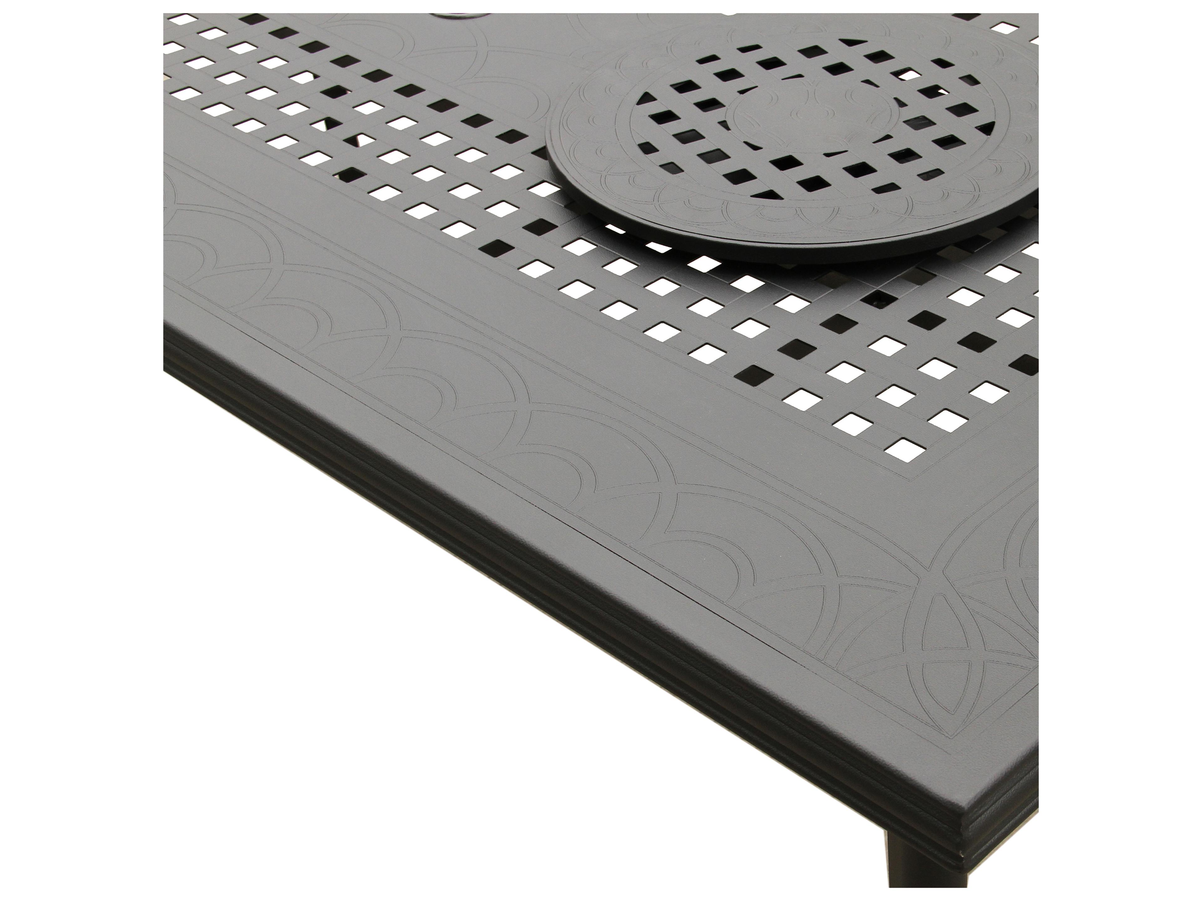 Oakland Living Modern Aluminum Black Rectangle Large Outdoor Dining Table with Two Lazy Susans