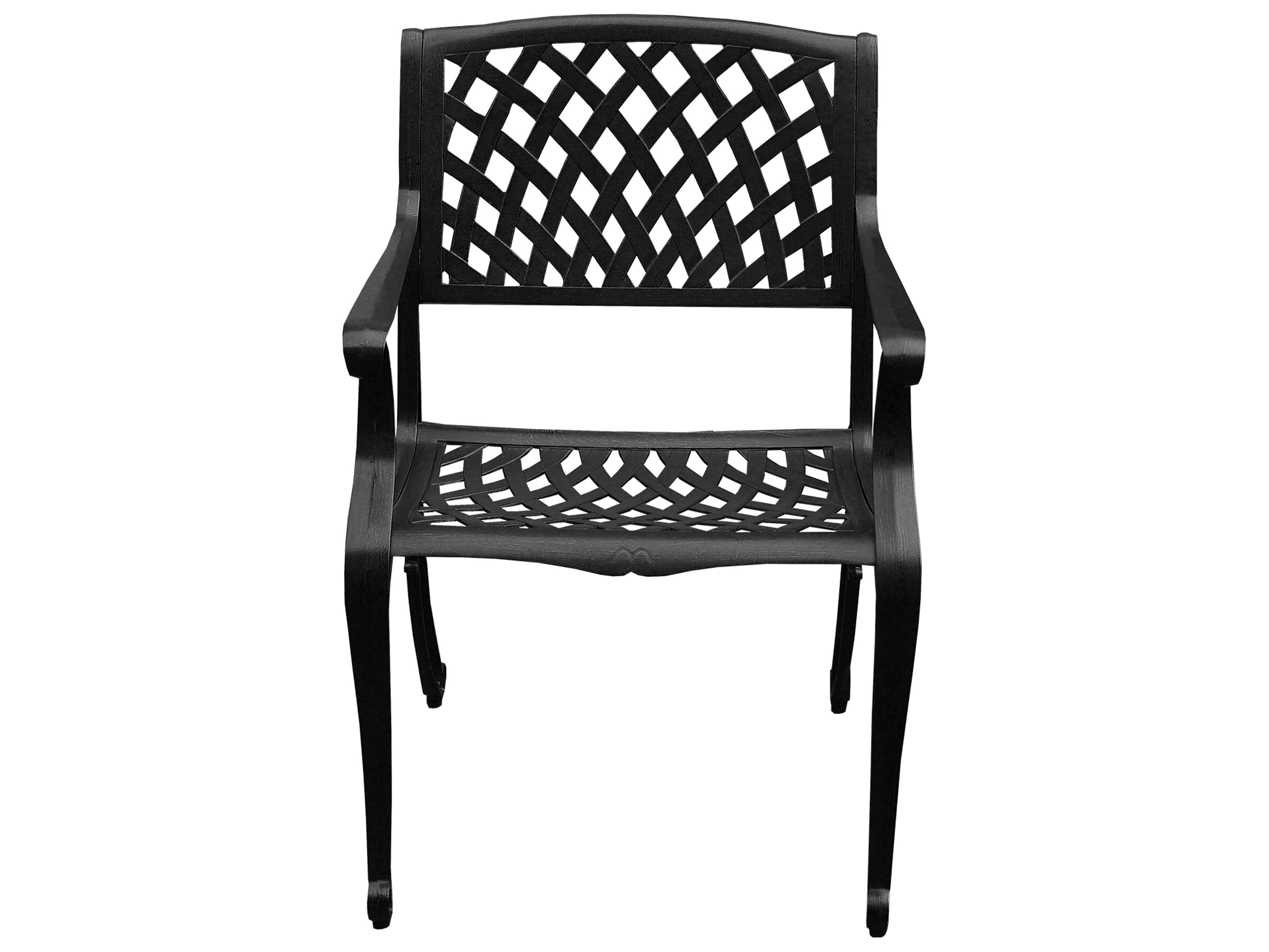 Oakland Living Modern Aluminum 42'' Black Round Outdoor Dining Set with Four Chairs