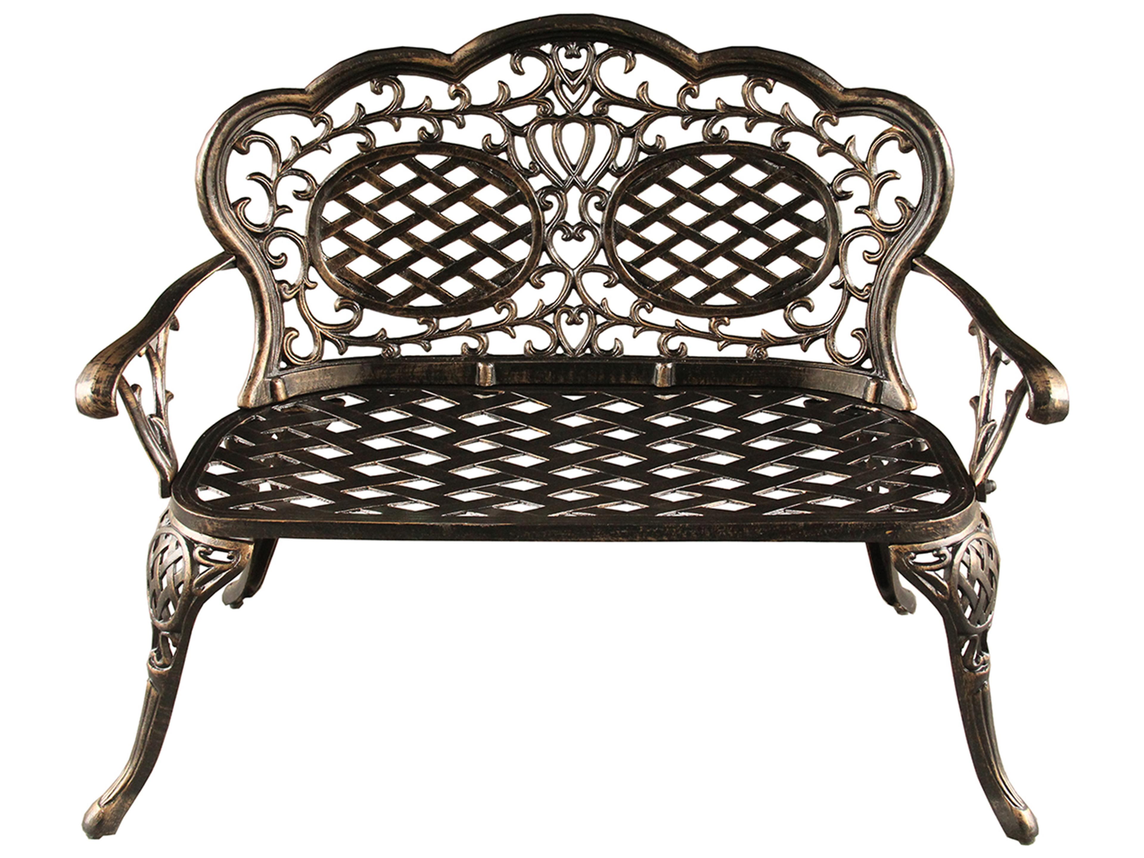 Ornate Traditional Bronze Cast Aluminum Patio Loveseat