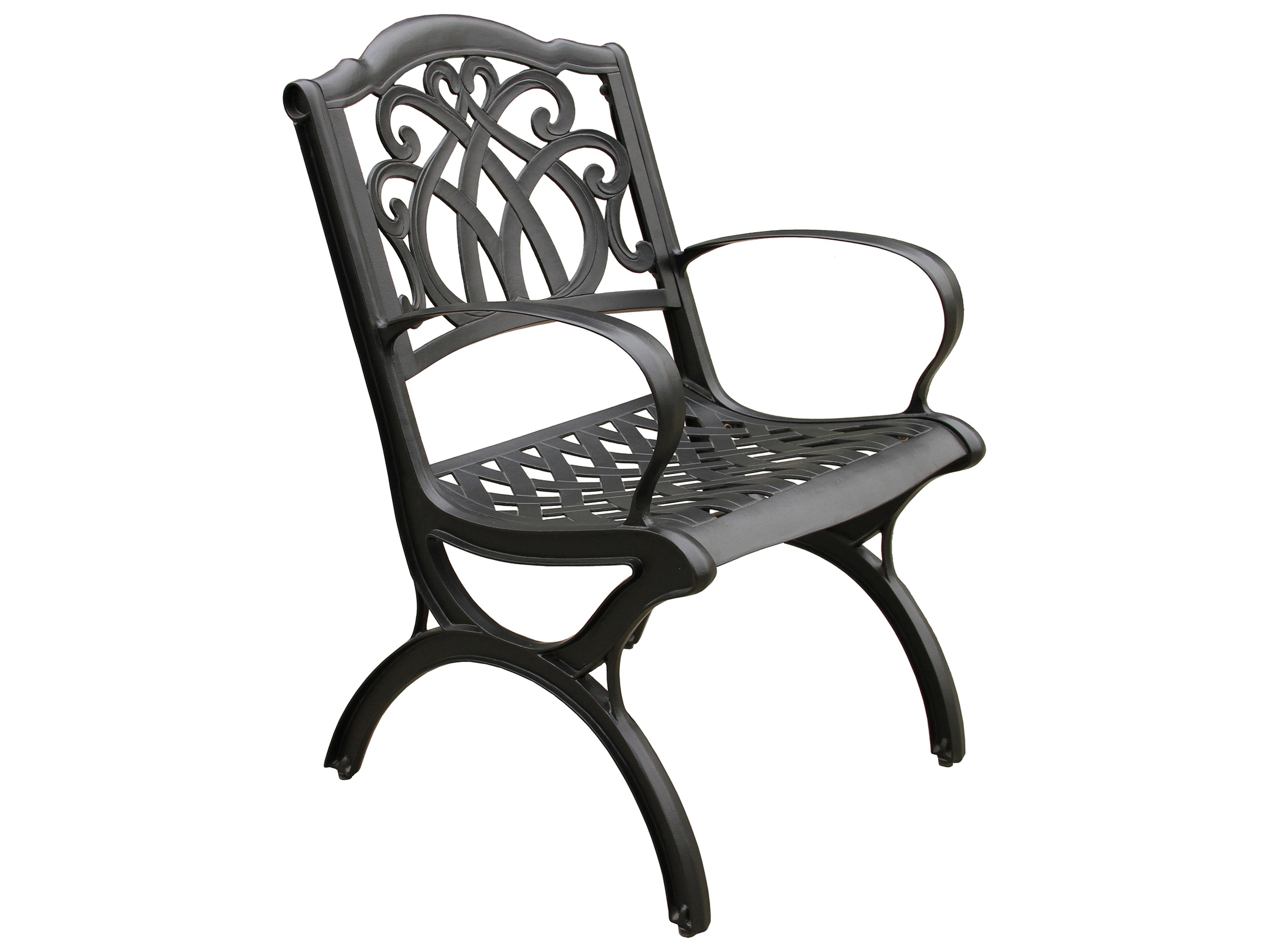 Oakland Living Modern Aluminum 63'' Large Black Hexagon Patio Dining Set with Lazy Susan and Six Chairs