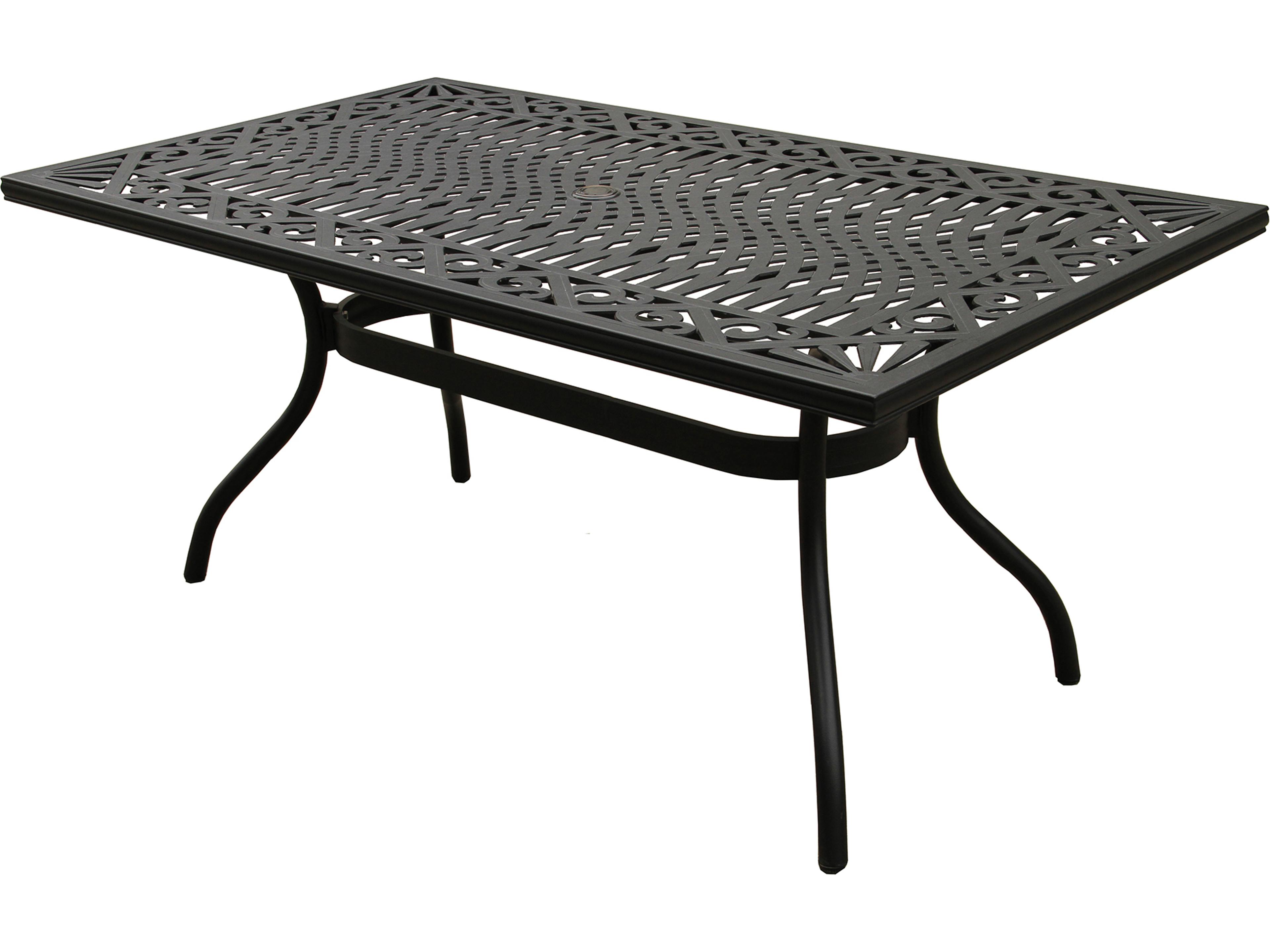 Oakland Living Modern Aluminum 68'' Black Rectangular Outdoor Patio Dining Set with Six Chairs